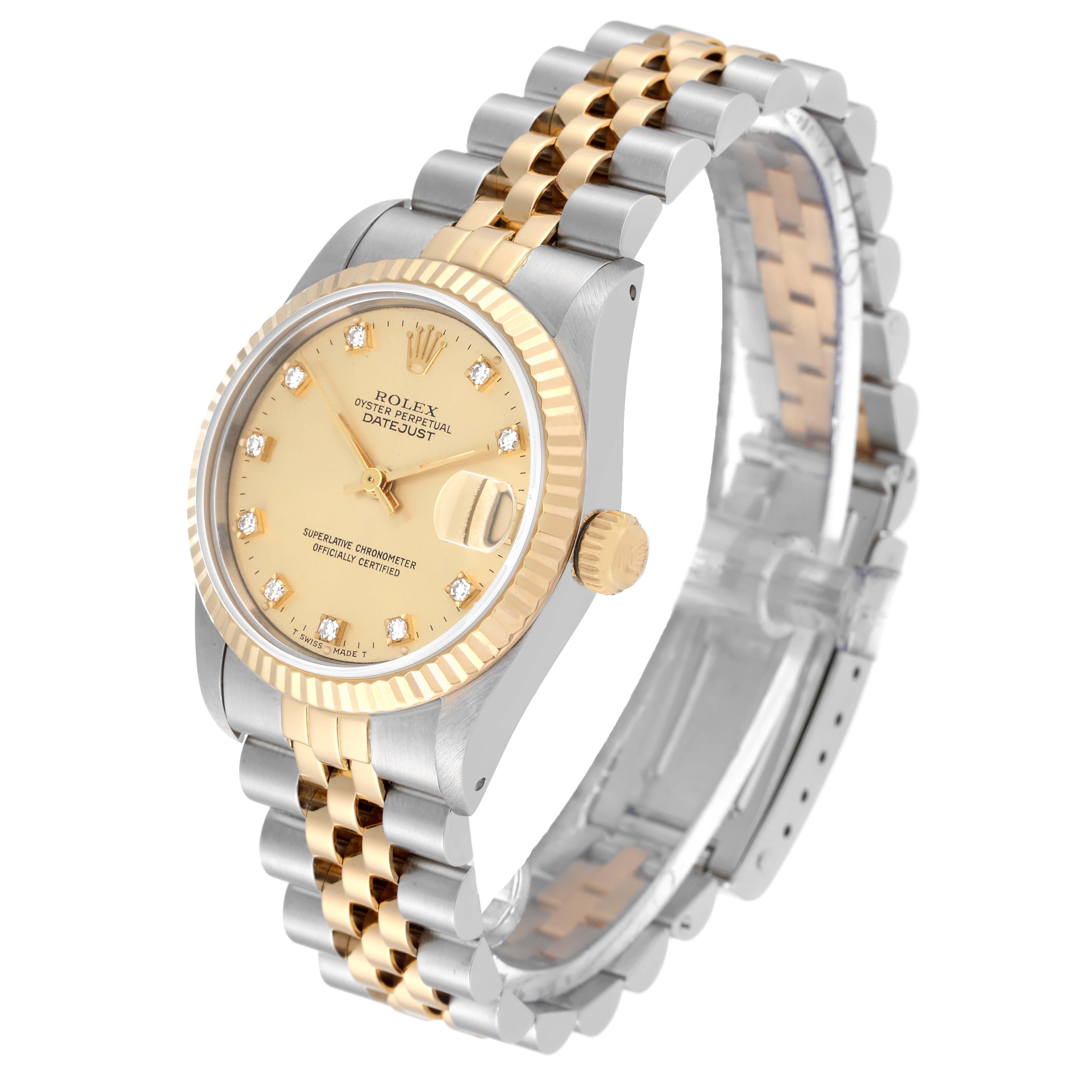 Women's Rolex Datejust Midsize Diamond Dial Steel Yellow Gold Ladies Watch 68273