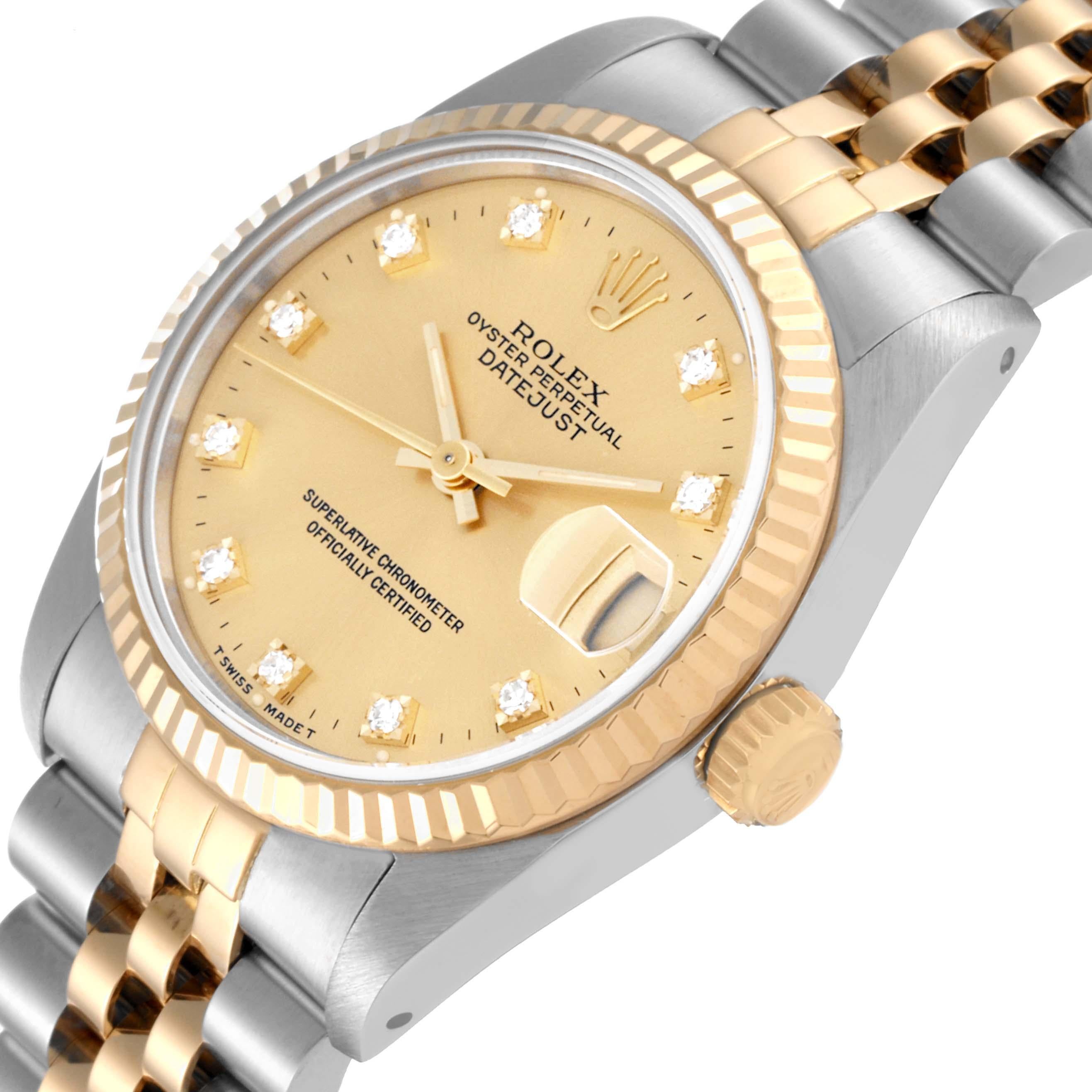 Rolex Datejust Midsize Diamond Dial Steel Yellow Gold Ladies Watch 68273 1