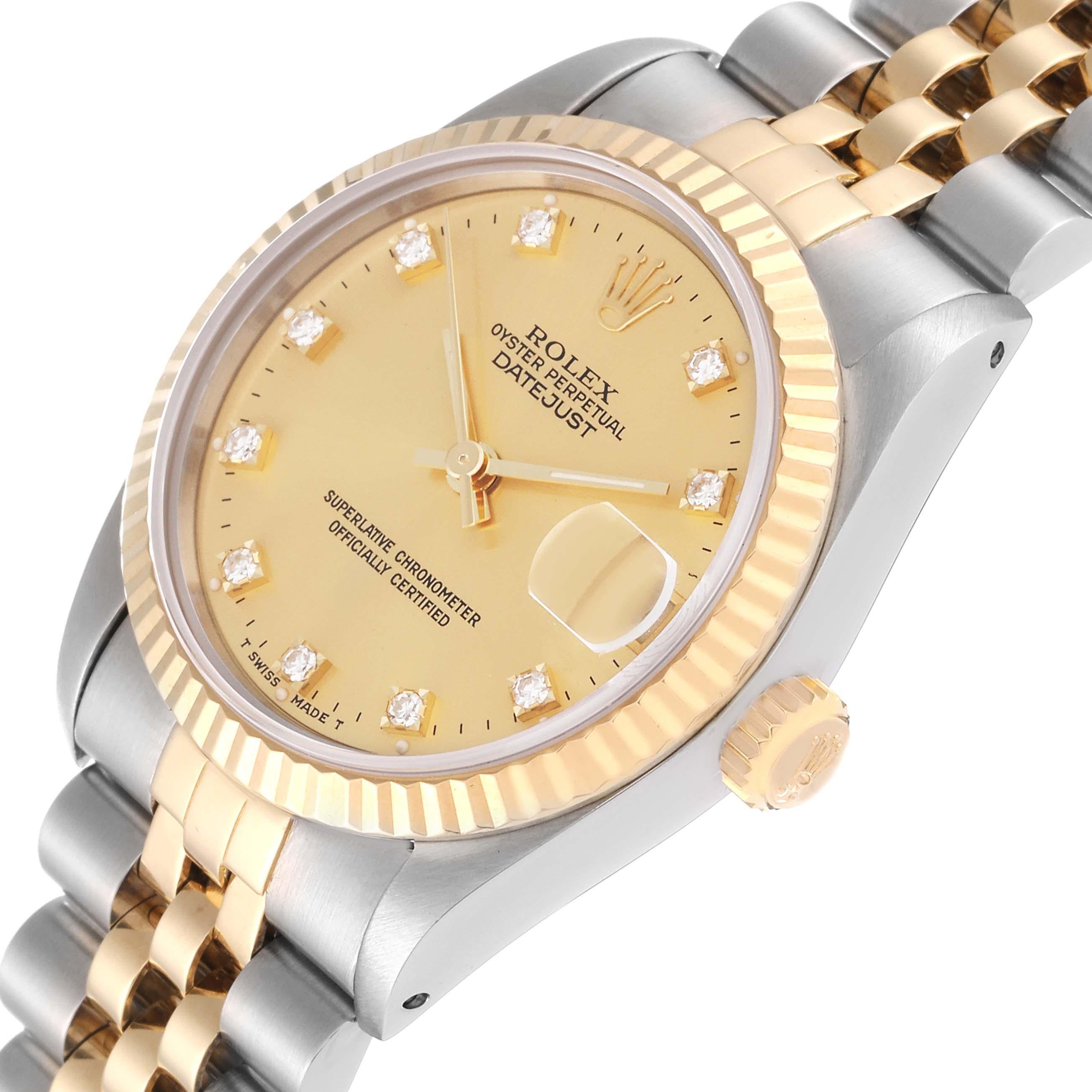 Rolex Datejust Midsize Diamond Dial Steel Yellow Gold Ladies Watch 68273 5
