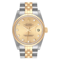 Rolex Datejust Midsize Diamond Dial Steel Yellow Gold Ladies Watch 68273