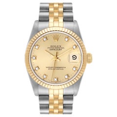 Rolex Datejust Midsize Diamond Dial Steel Yellow Gold Ladies Watch 68273