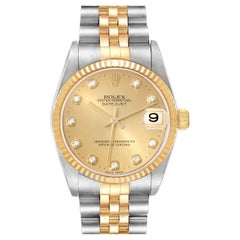 Rolex Datejust Midsize Diamond Dial Steel Yellow Gold Ladies Watch 78273