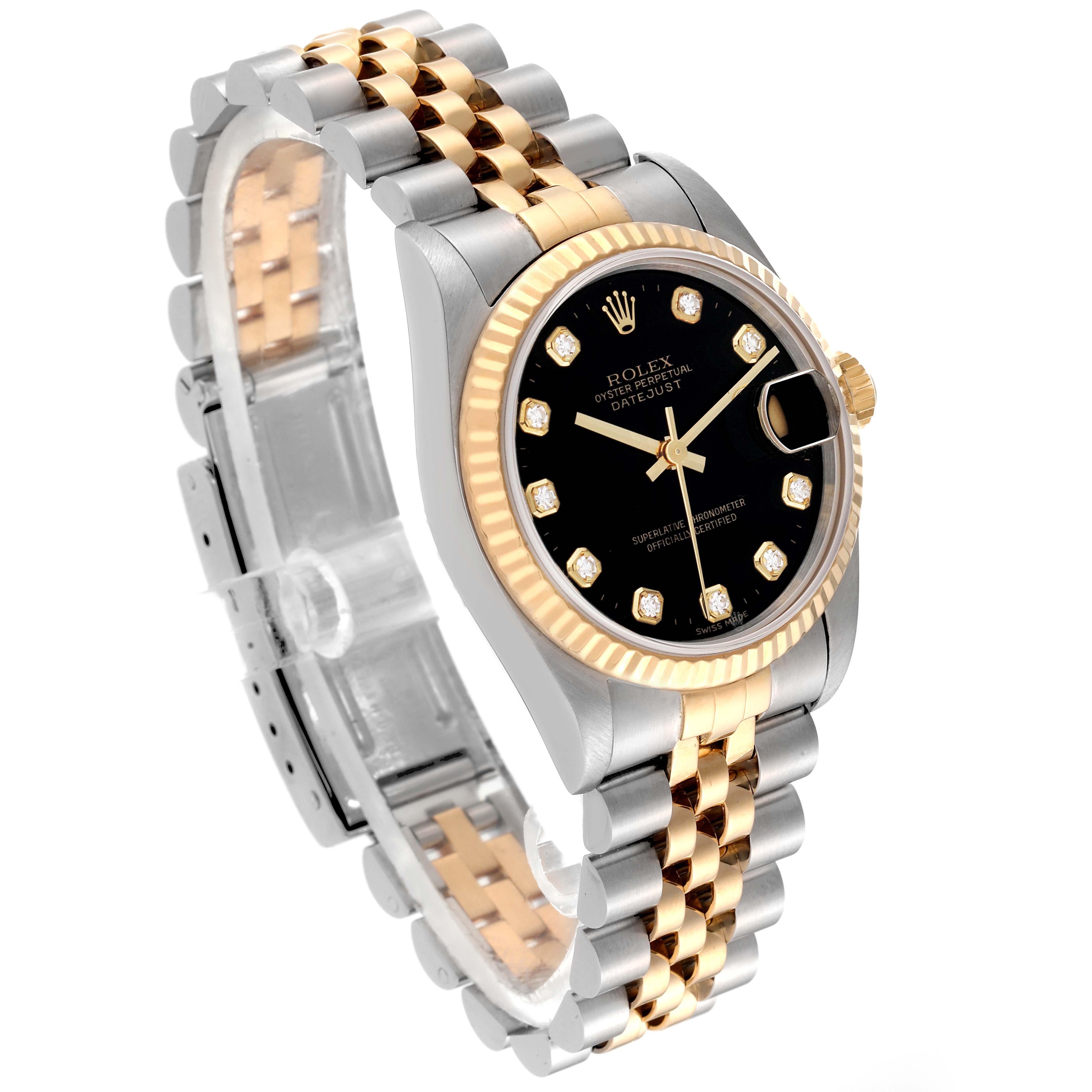 Rolex Datejust Midsize Diamond Steel Yellow Gold Ladies Watch 68273 Box Papers 1