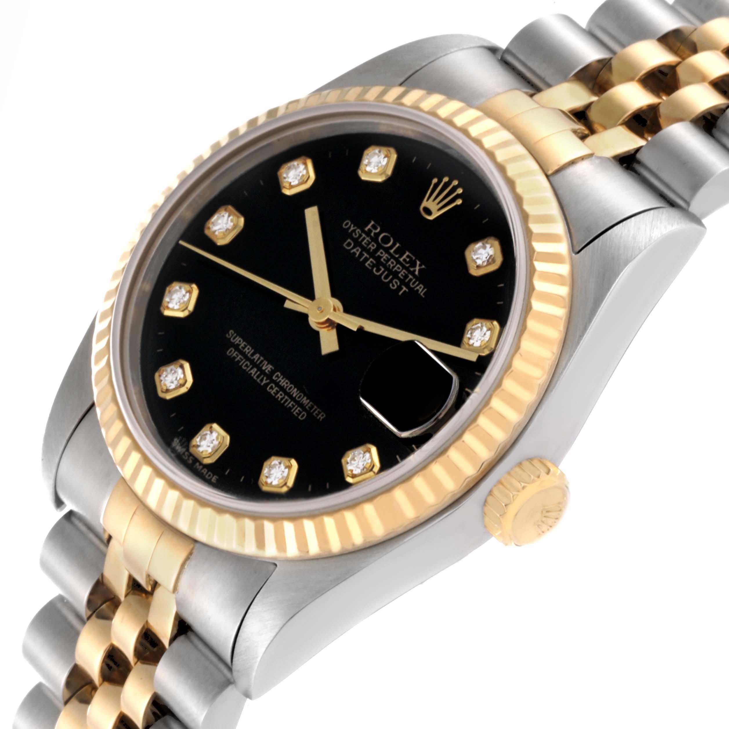 Rolex Datejust Midsize Diamond Steel Yellow Gold Ladies Watch 68273 Box Papers 2