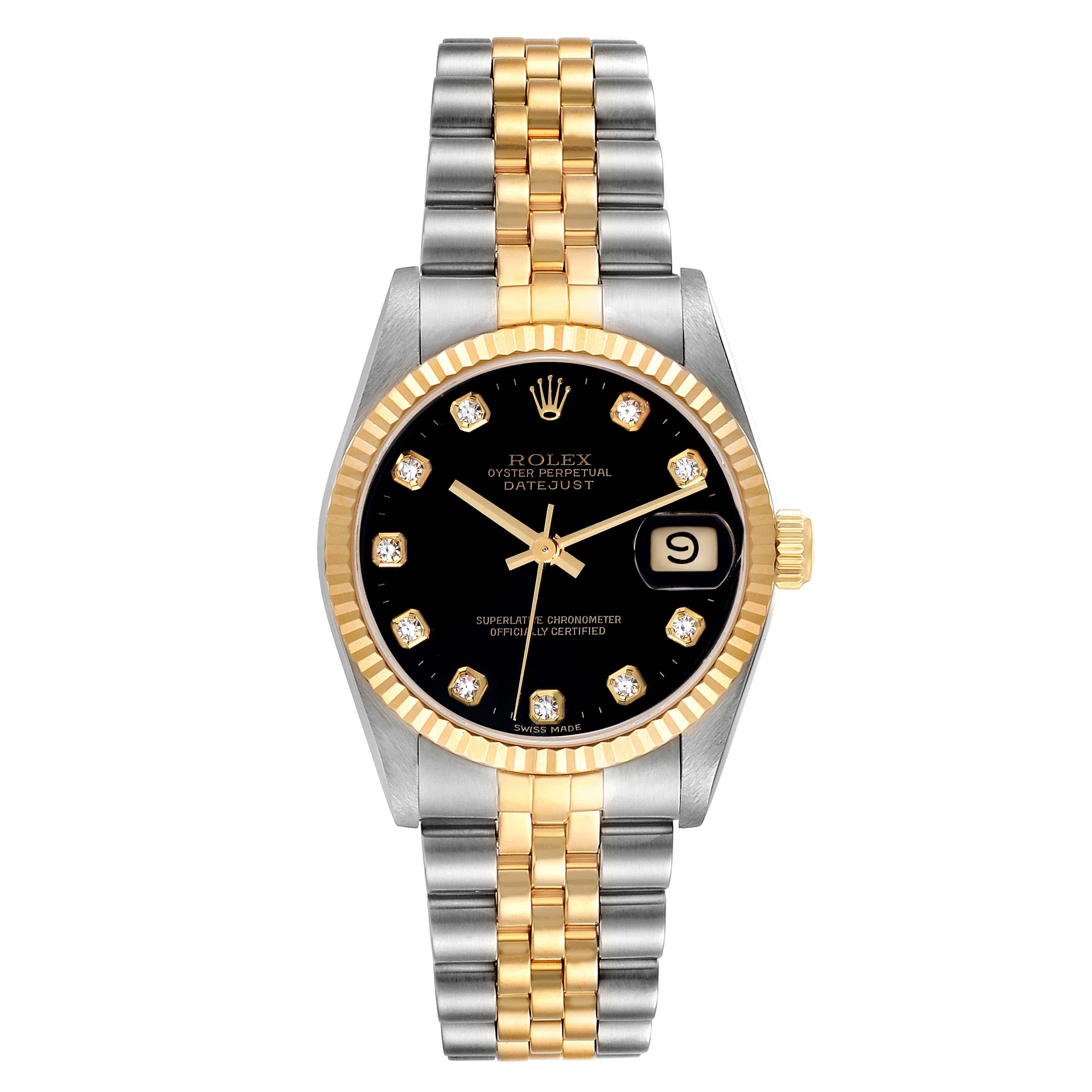 Rolex Datejust Midsize Diamond Steel Yellow Gold Ladies Watch 68273 Box Papers 3