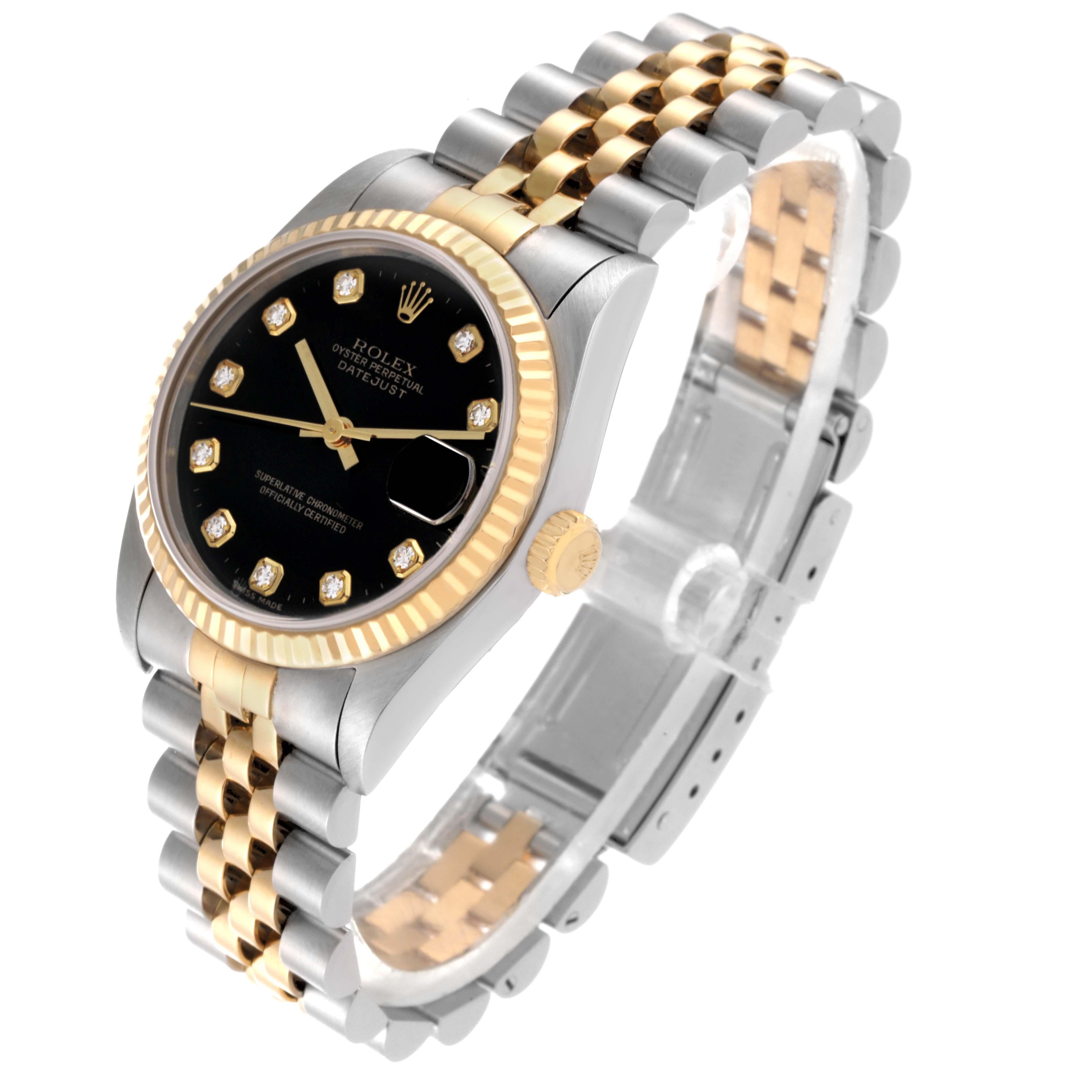 Rolex Datejust Midsize Diamond Steel Yellow Gold Ladies Watch 68273 Box Papers 4