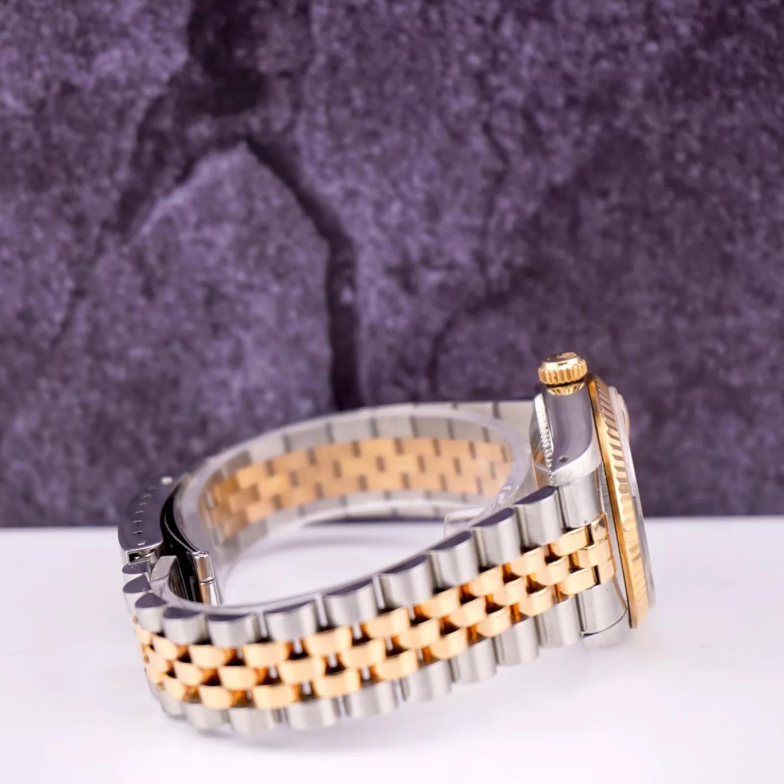 Modern Rolex Datejust Midsize Ladies 31mm 18k Gold & Steel Gold Dial Watch Ref: 68273 For Sale