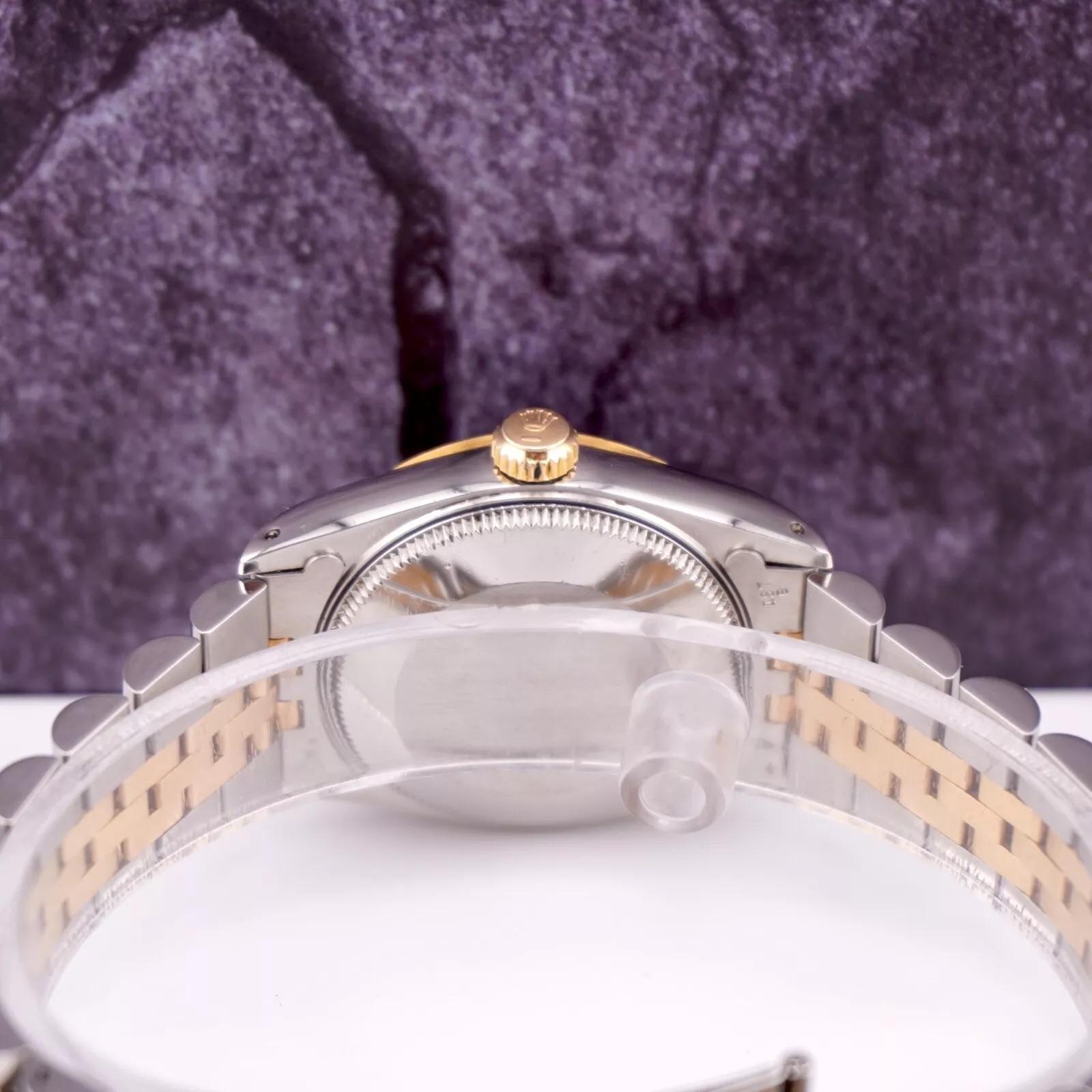 Rolex Datejust Midsize Ladies 31mm 18k Gold & Steel Gold Dial Watch Ref: 68273 In Good Condition For Sale In Pleasanton, CA