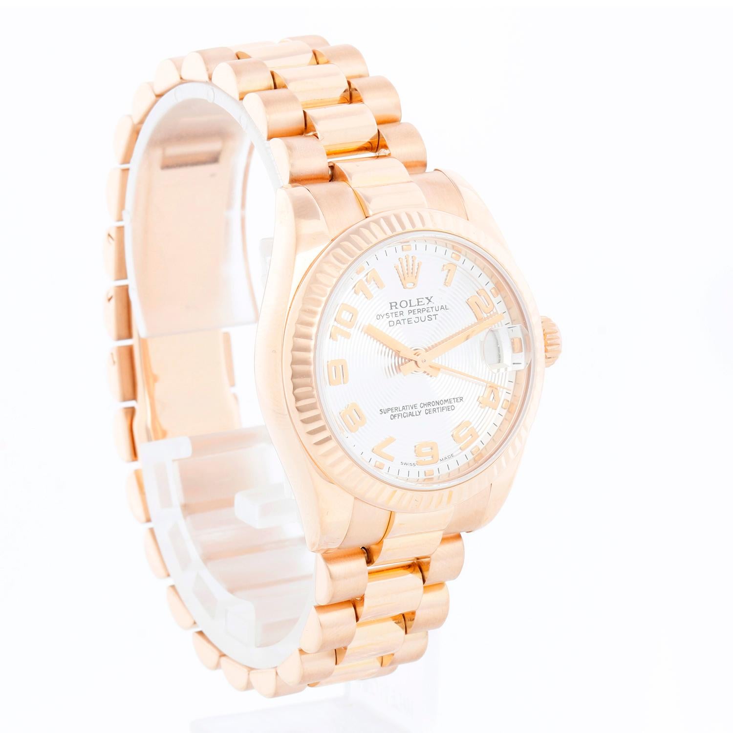Rolex Datejust Midsize Men's or Ladies Rose Gold Watch 178275 In Excellent Condition For Sale In Dallas, TX