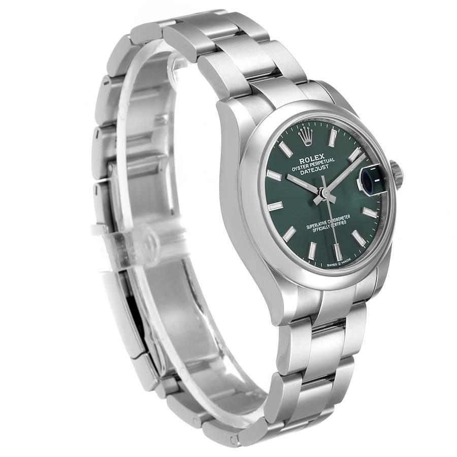 Rolex Datejust Midsize Mint Green Dial Steel Ladies Watch 278240 Unworn In Excellent Condition For Sale In Atlanta, GA