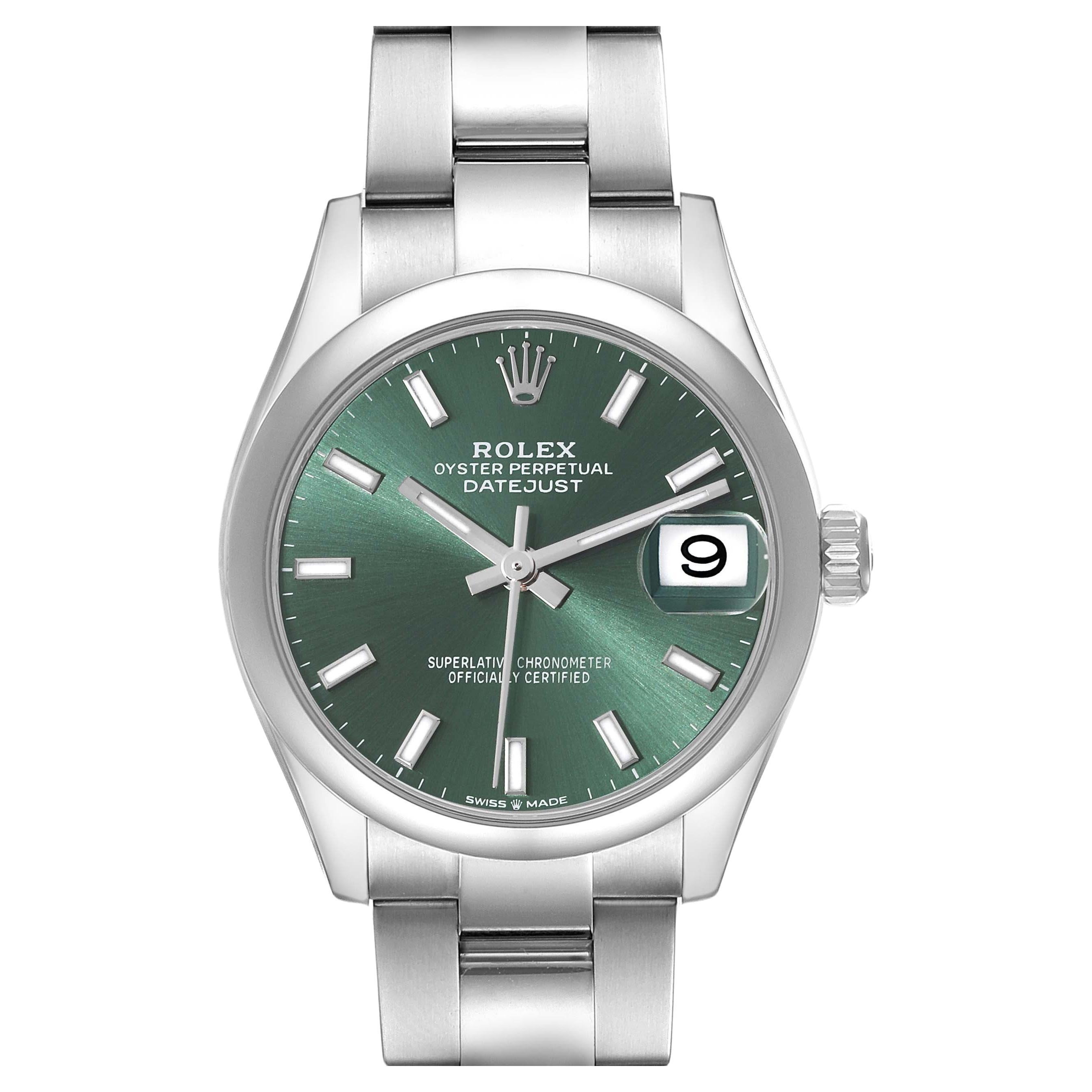 Rolex Datejust Midsize Mint Green Dial Steel Ladies Watch 278240 Unworn