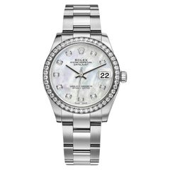 Rolex Datejust Midsize Mother of Pearl Diamond Dial Bezel Steel Watch 178384