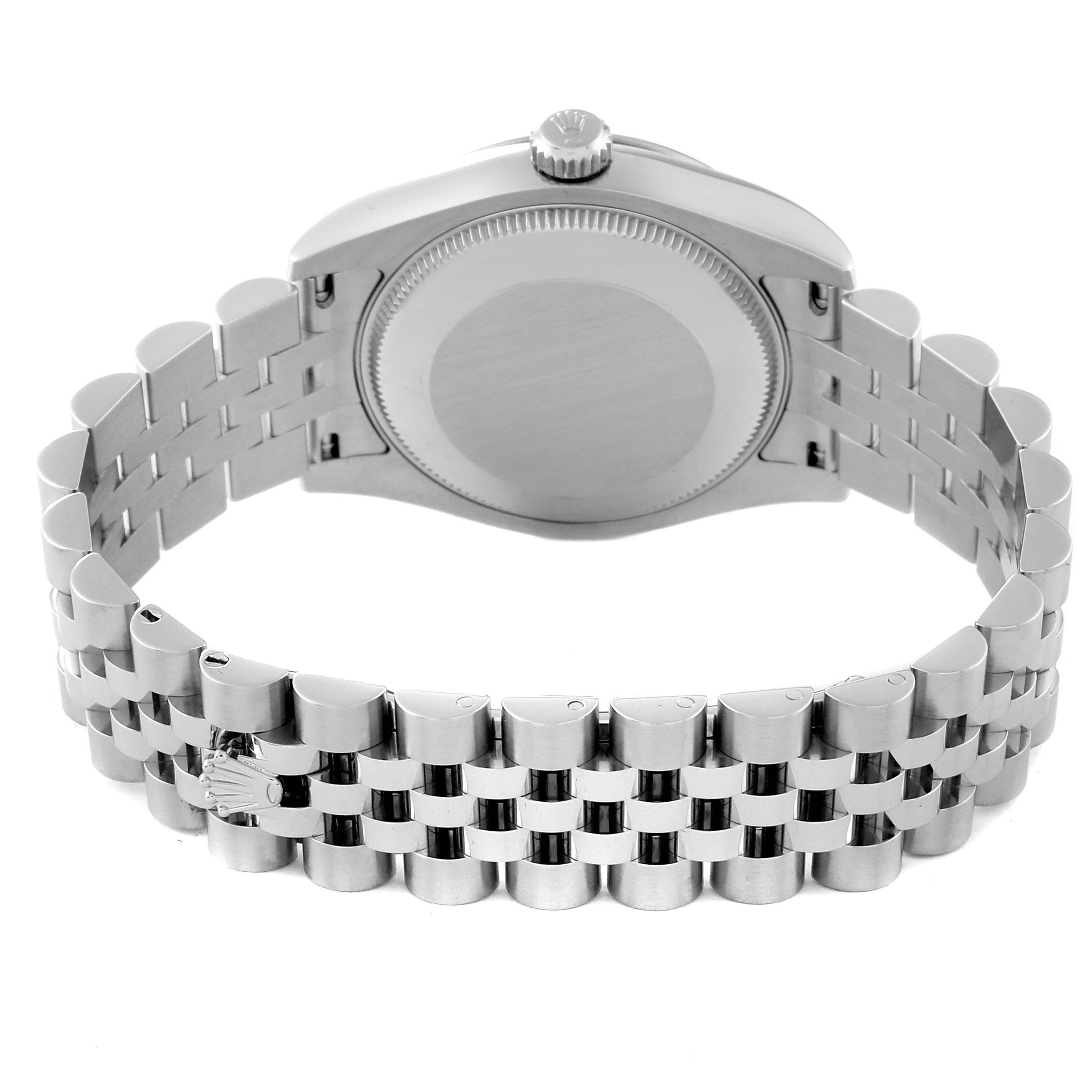 Rolex Datejust Midsize Montre nacre cadran diamant acier or blanc en vente 7