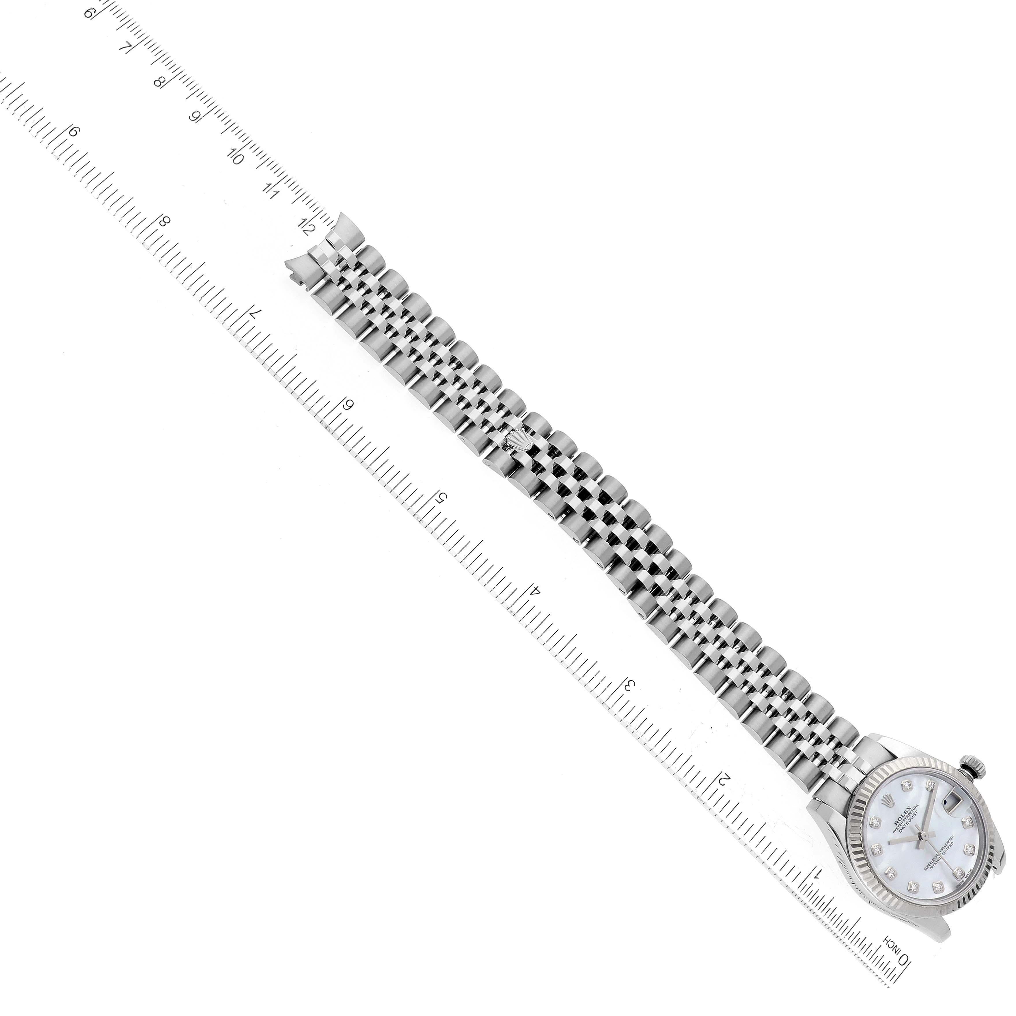 Rolex Datejust Midsize Montre nacre cadran diamant acier or blanc en vente 8
