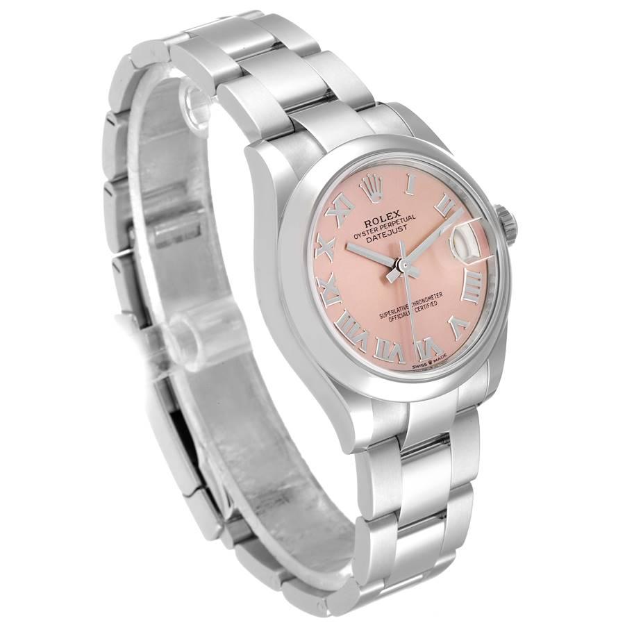 Rolex Datejust Midsize rosa römisches Zifferblatt Stahl Damenuhr 278240 ungetragen im Zustand „Hervorragend“ im Angebot in Atlanta, GA