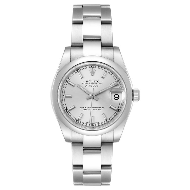 Rolex Datejust Midsize Silver Dial Steel Ladies Watch 178240 Box Card For Sale At 1stdibs