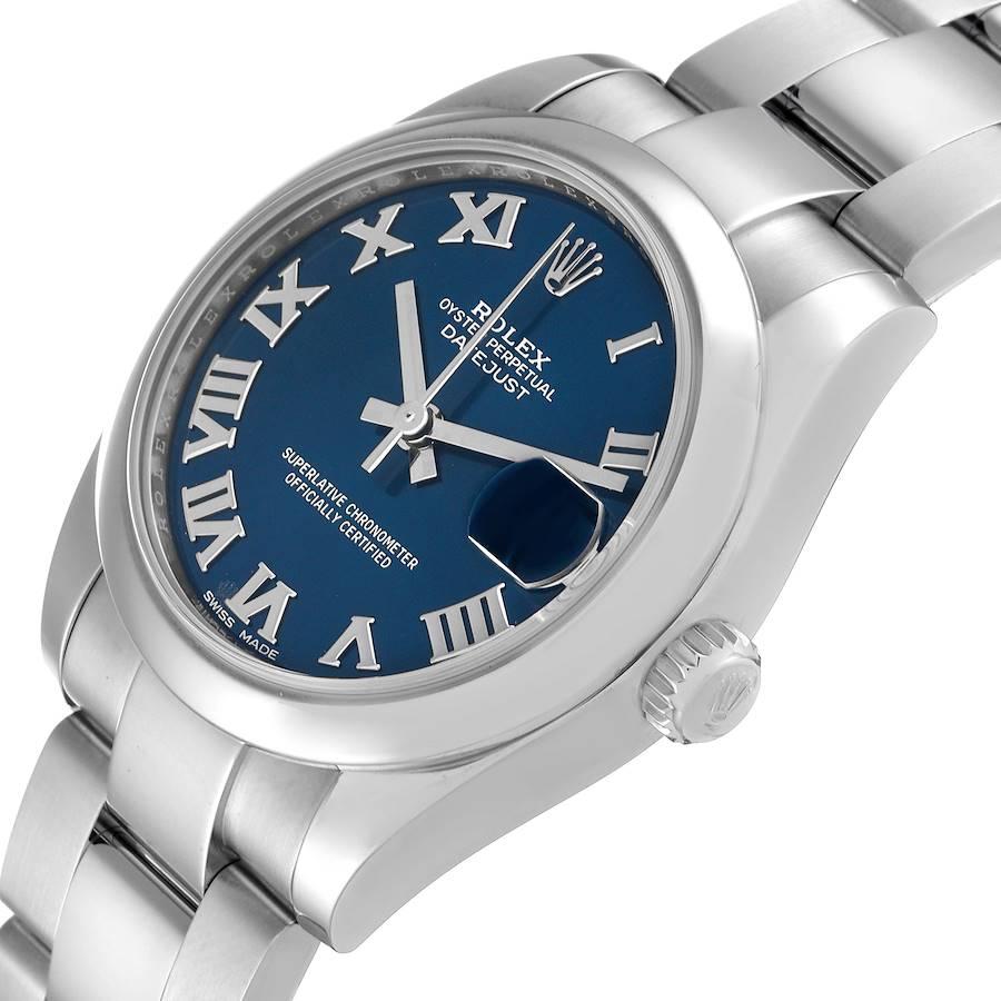 Women's Rolex Datejust Midsize Steel Blue Roman Dial Ladies Watch 178240 Box Card