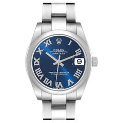 Rolex Datejust Midsize Steel Blue Roman Dial Ladies Watch 178240 Box Card