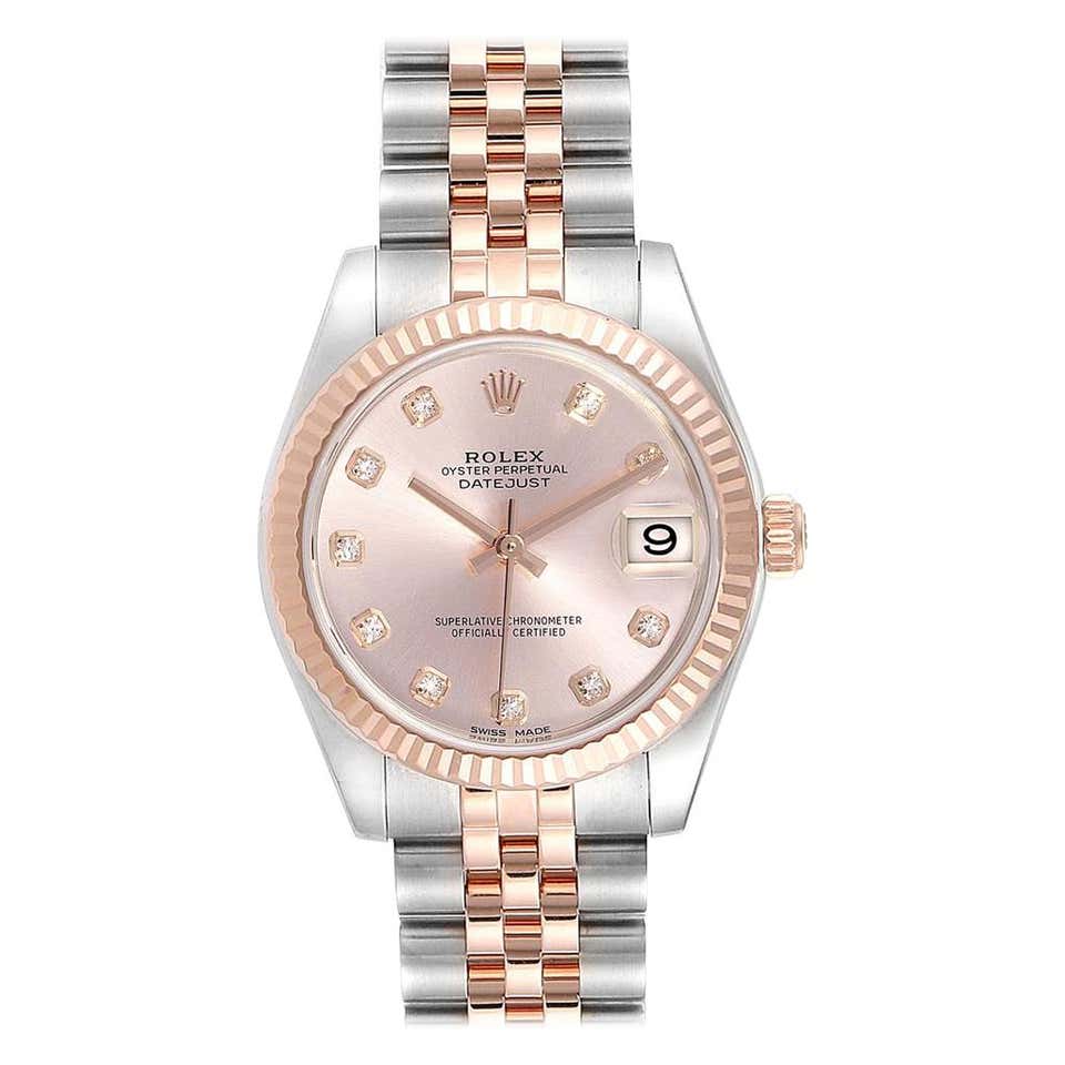 Rolex Datejust Midsize Steel EveRose Gold Diamond Ladies Watch 178271 ...