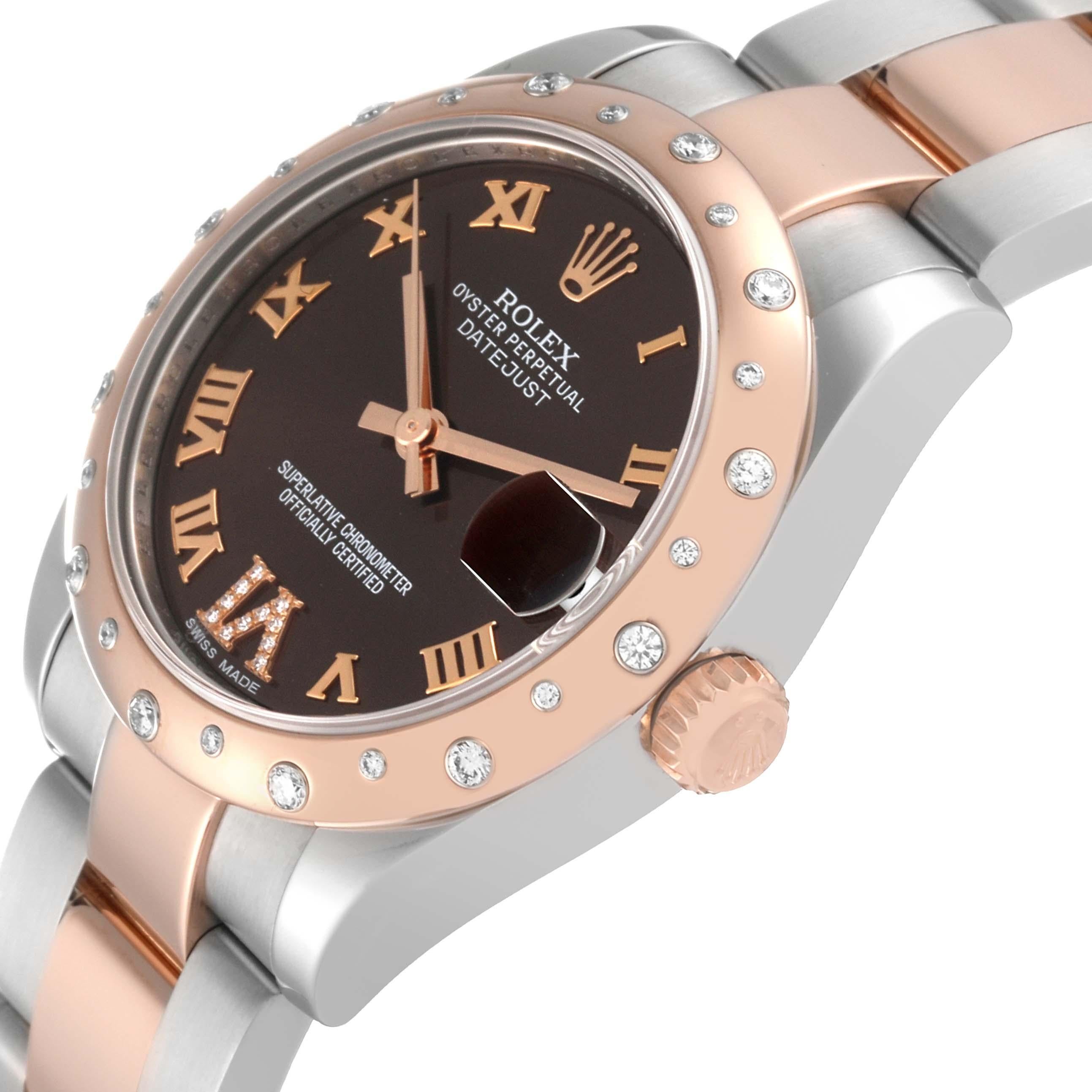 Women's Rolex Datejust Midsize Steel Rose Gold Diamond Ladies Watch 178341 Box Card