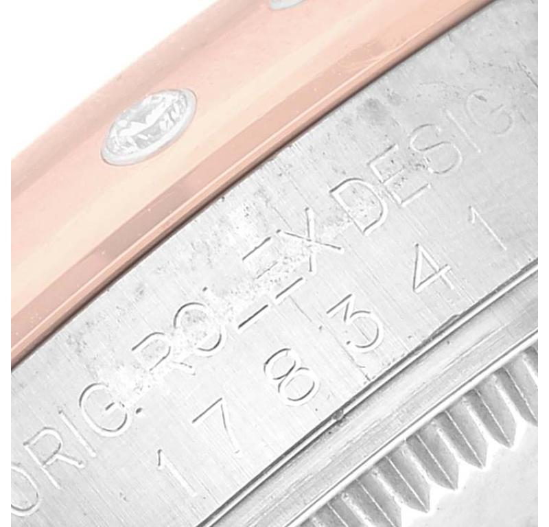 Rolex Montre Datejust Midsize en acier, or rose et diamants pour femmes 178341, carte de boîte en vente 2