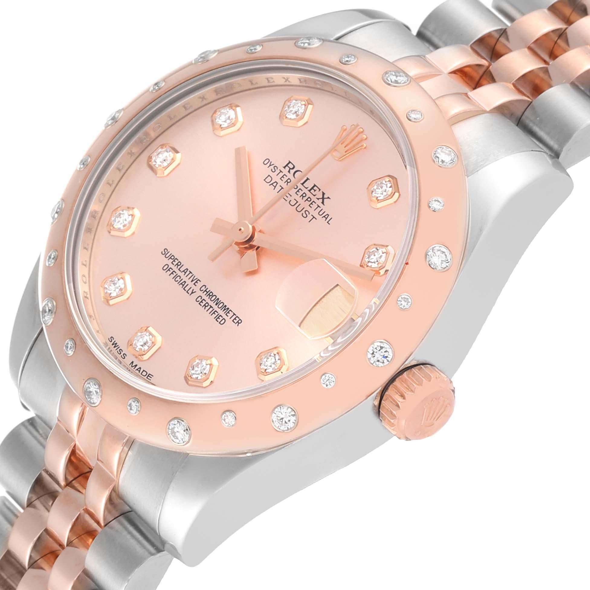 Rolex Datejust Midsize Steel Rose Gold Diamond Ladies Watch 178341 1