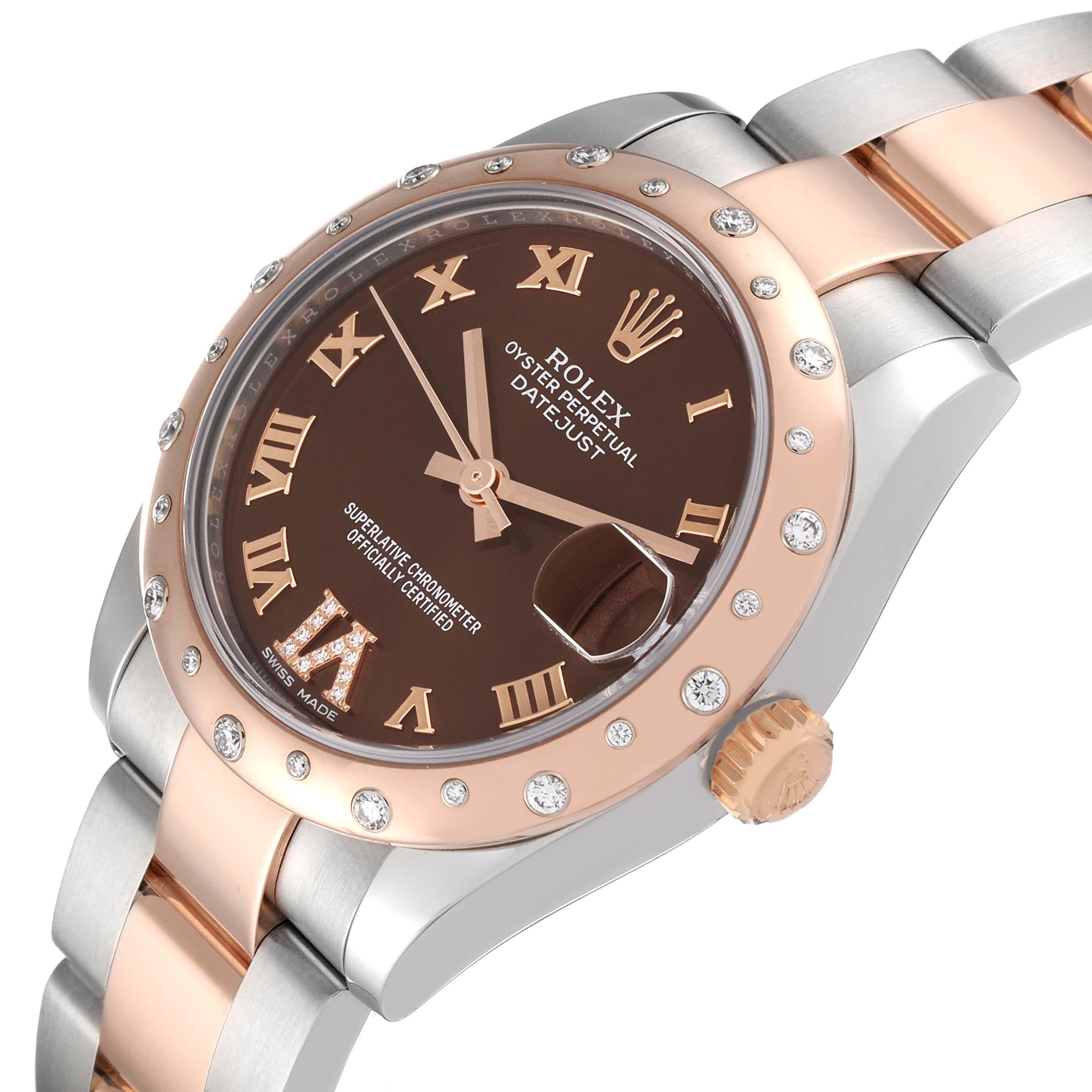 Women's Rolex Datejust Midsize Steel Rose Gold Diamond Ladies Watch 178341