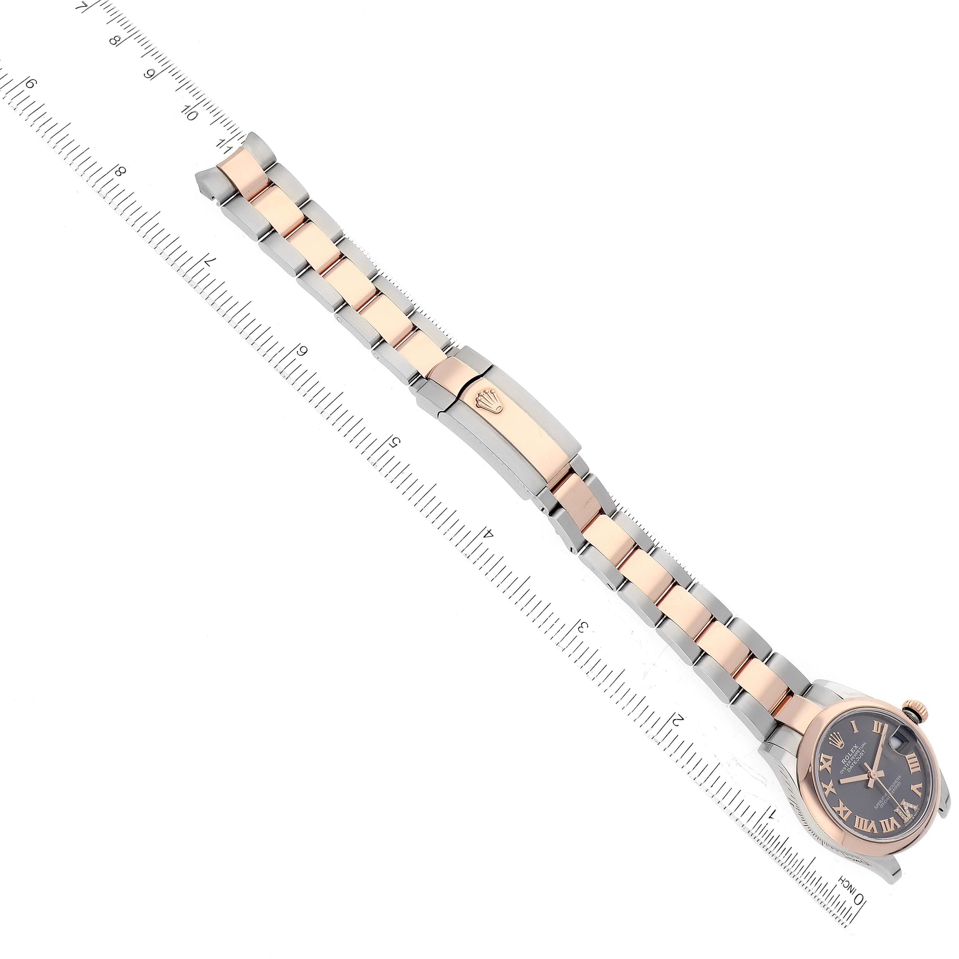 Rolex Montre Datejust de taille moyenne en acier, or rose et cadran ardoise pour femmes 278241 avec carte de boîte en vente 5