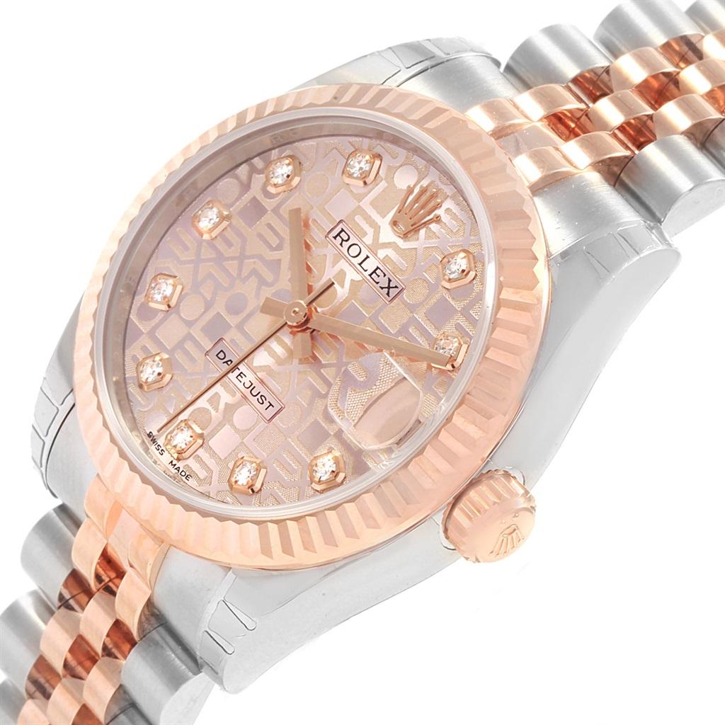 Women's Rolex Datejust Midsize Steel Rose Gold White Roman Dial Watch 178271 Unworn For Sale