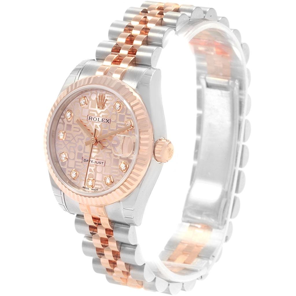 Rolex Datejust Midsize Steel Rose Gold White Roman Dial Watch 178271 Unworn For Sale 2