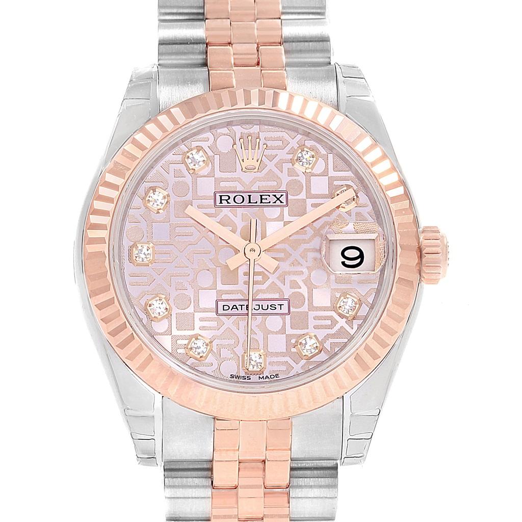 Rolex Datejust Midsize Steel Rose Gold White Roman Dial Watch 178271 Unworn For Sale