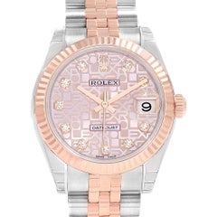 Rolex Datejust Midsize Steel Rose Gold White Roman Dial Watch 178271 Unworn