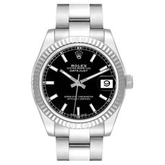 Rolex Datejust Midsize Steel White Gold Black Dial Ladies Watch 178274 Box Card