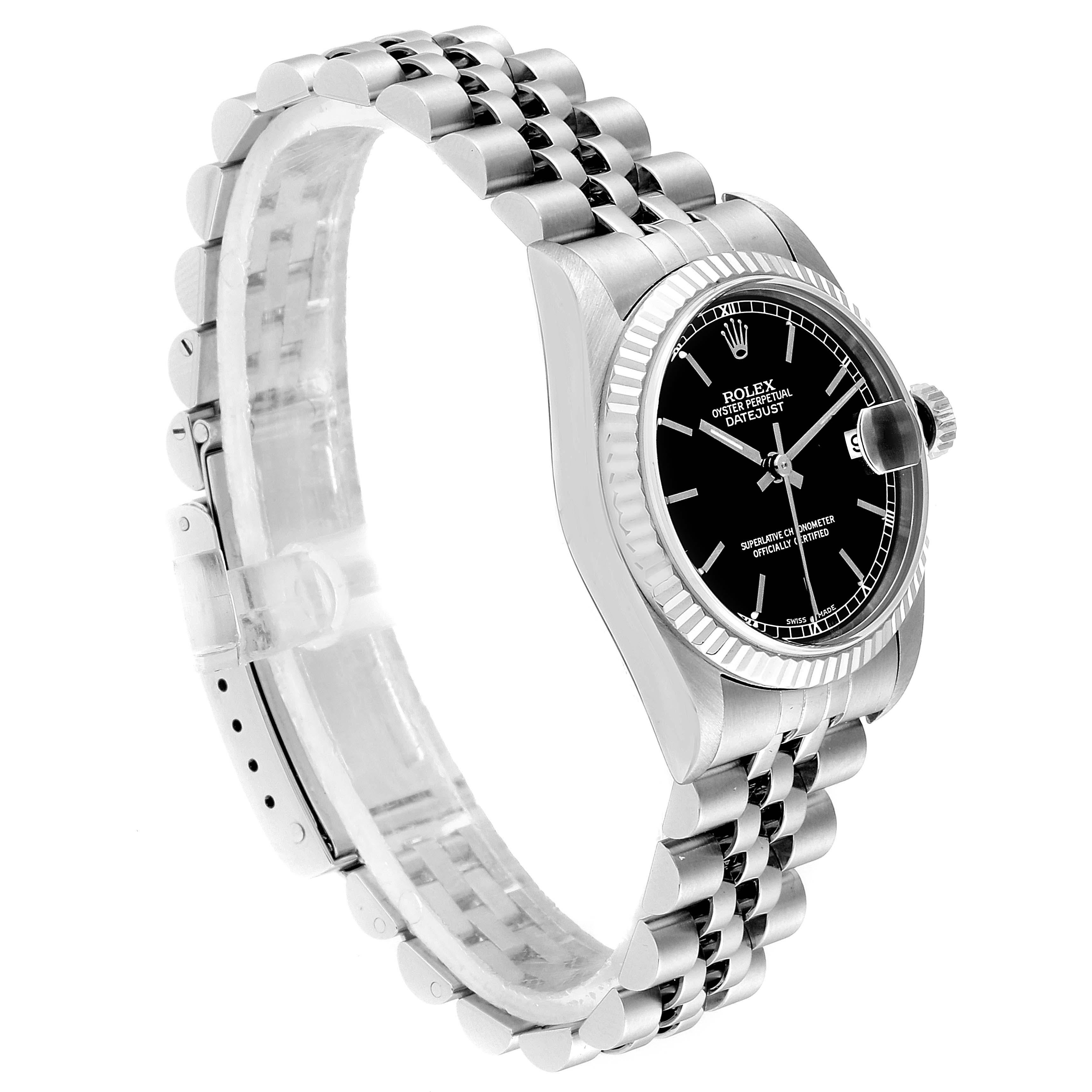 Rolex Datejust Midsize Steel White Gold Black Dial Ladies Watch 78274 In Excellent Condition In Atlanta, GA