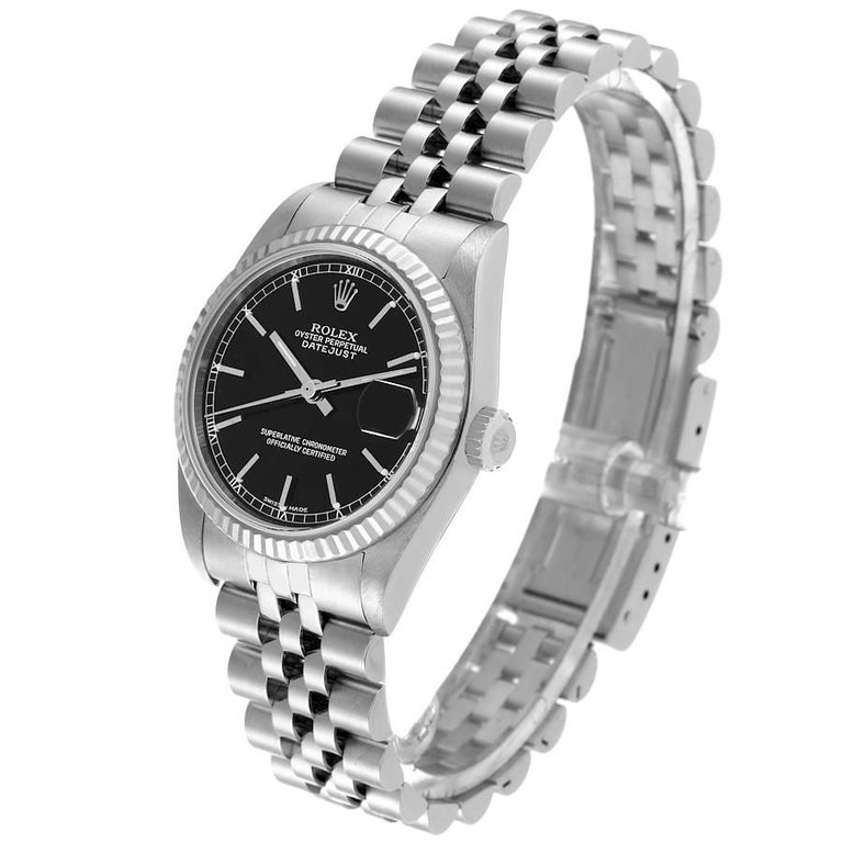 Rolex Datejust Midsize Steel White Gold Black Dial Ladies Watch 78274 ...