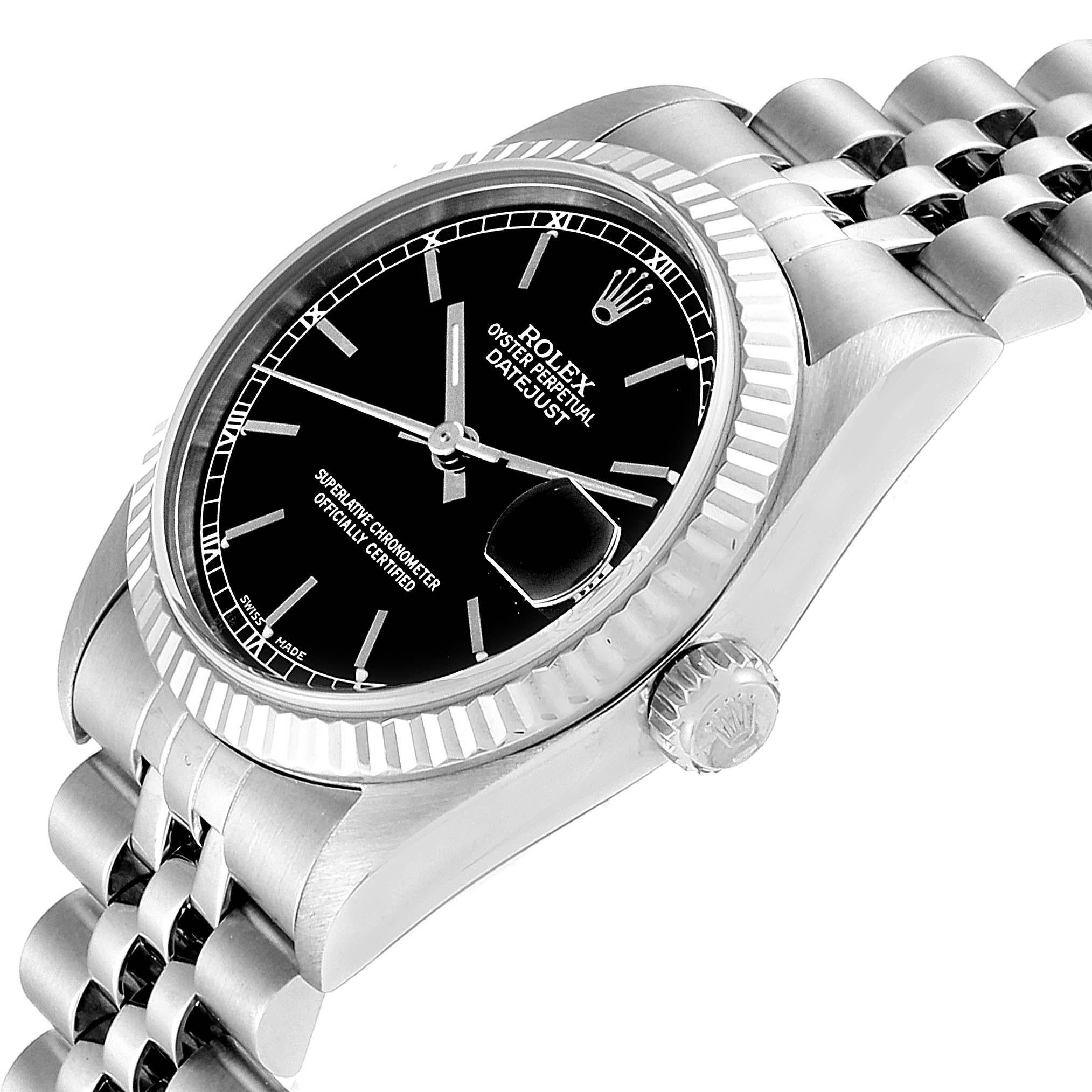 Rolex Datejust Midsize Steel White Gold Black Dial Ladies Watch 78274 1