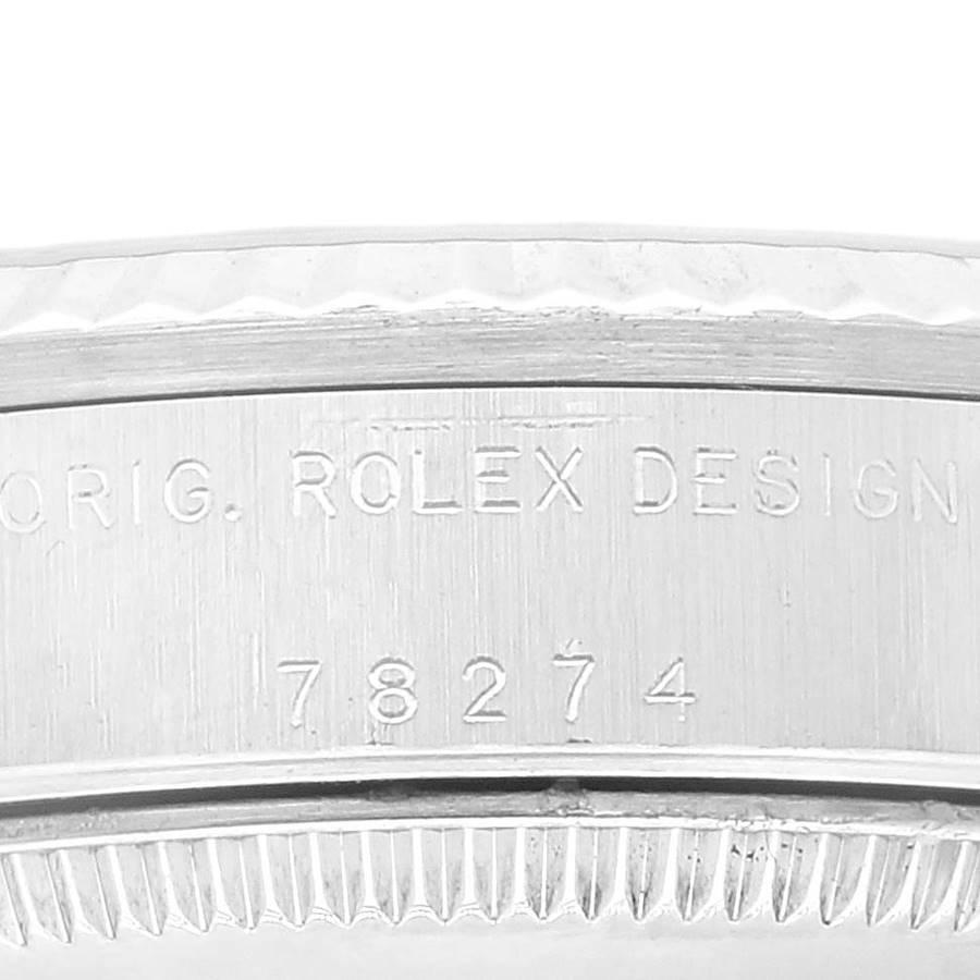 Rolex Montre Datejust de taille moyenne en acier et or blanc avec cadran noir, pour femmes 78274 en vente 3