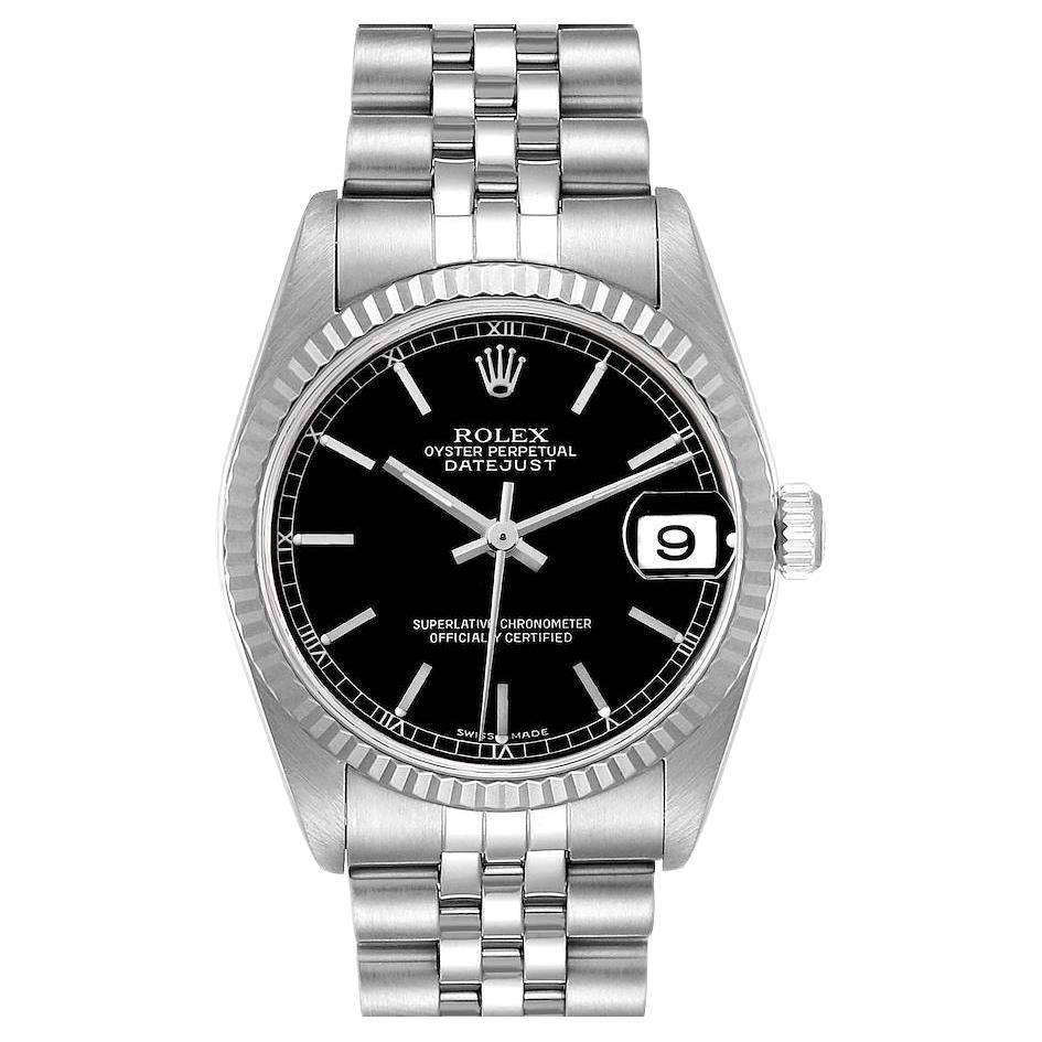 Rolex Datejust Midsize Steel White Gold Black Dial Ladies Watch 78274 For Sale