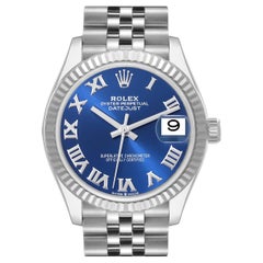 Rolex Datejust Midsize Steel White Gold Blue Dial Ladies Watch 278274 Box Card