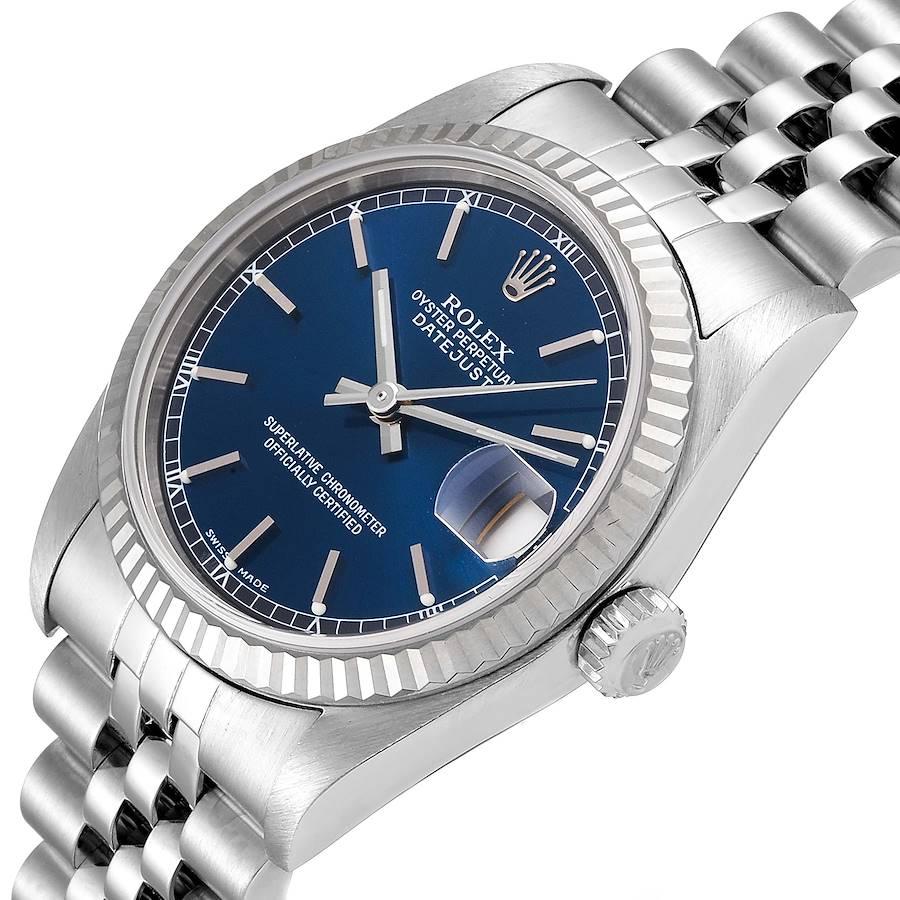 Women's Rolex Datejust Midsize Steel White Gold Blue Dial Ladies Watch 78274 For Sale