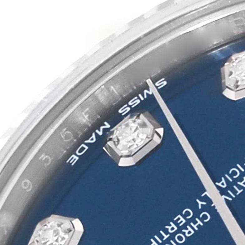 Rolex Montre Datejust de taille moyenne en acier avec cadran en or blanc et diamants bleus, 178274 Pour femmes 