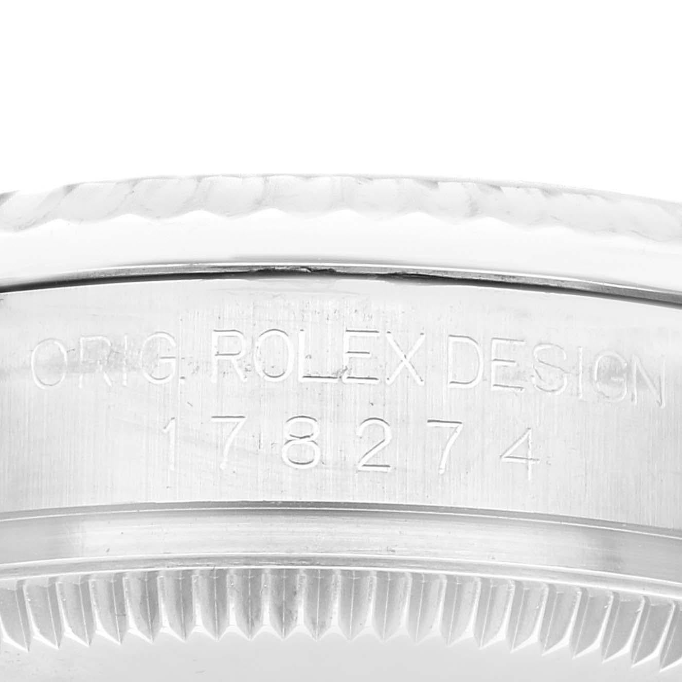 Rolex Montre Datejust de taille moyenne en acier avec cadran en or blanc et diamants bleus, 178274 3