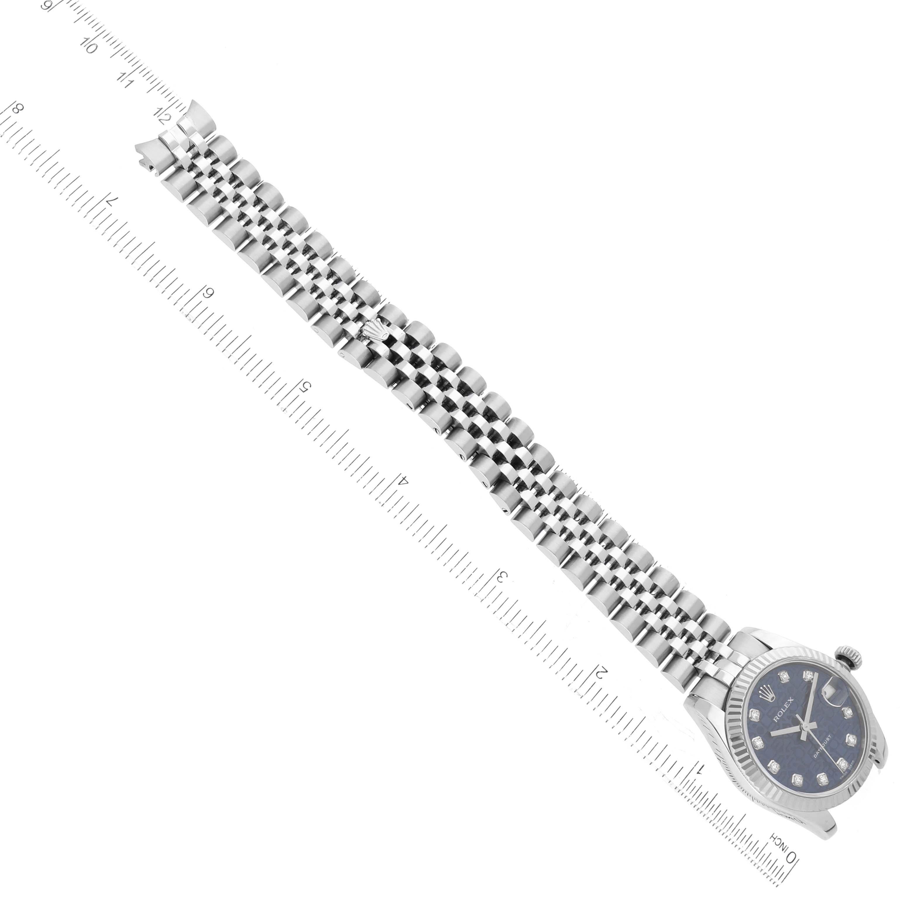 Rolex Datejust Midsize Steel White Gold Blue Diamond Dial Ladies Watch 6