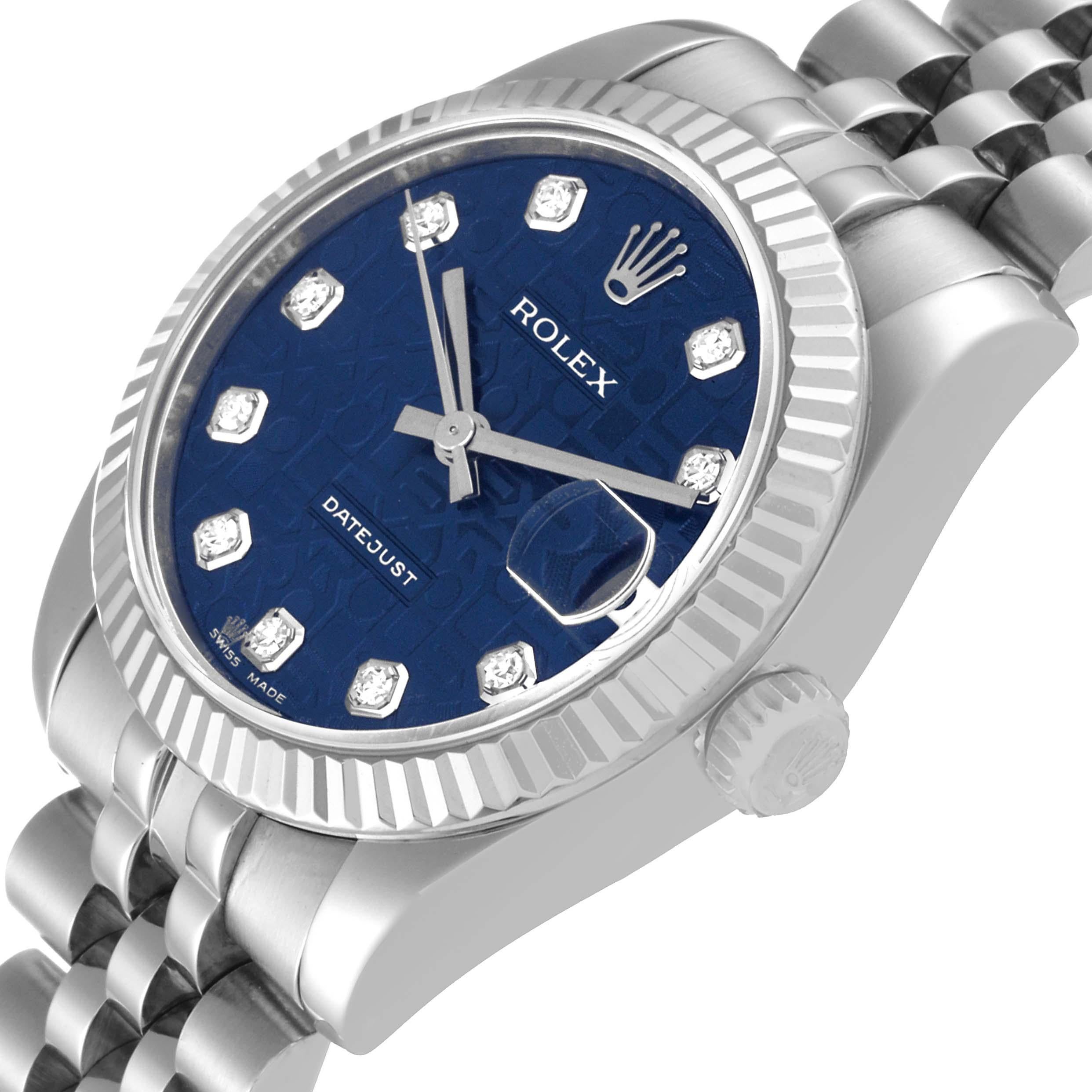 Rolex Datejust Midsize Steel White Gold Blue Diamond Dial Ladies Watch 1