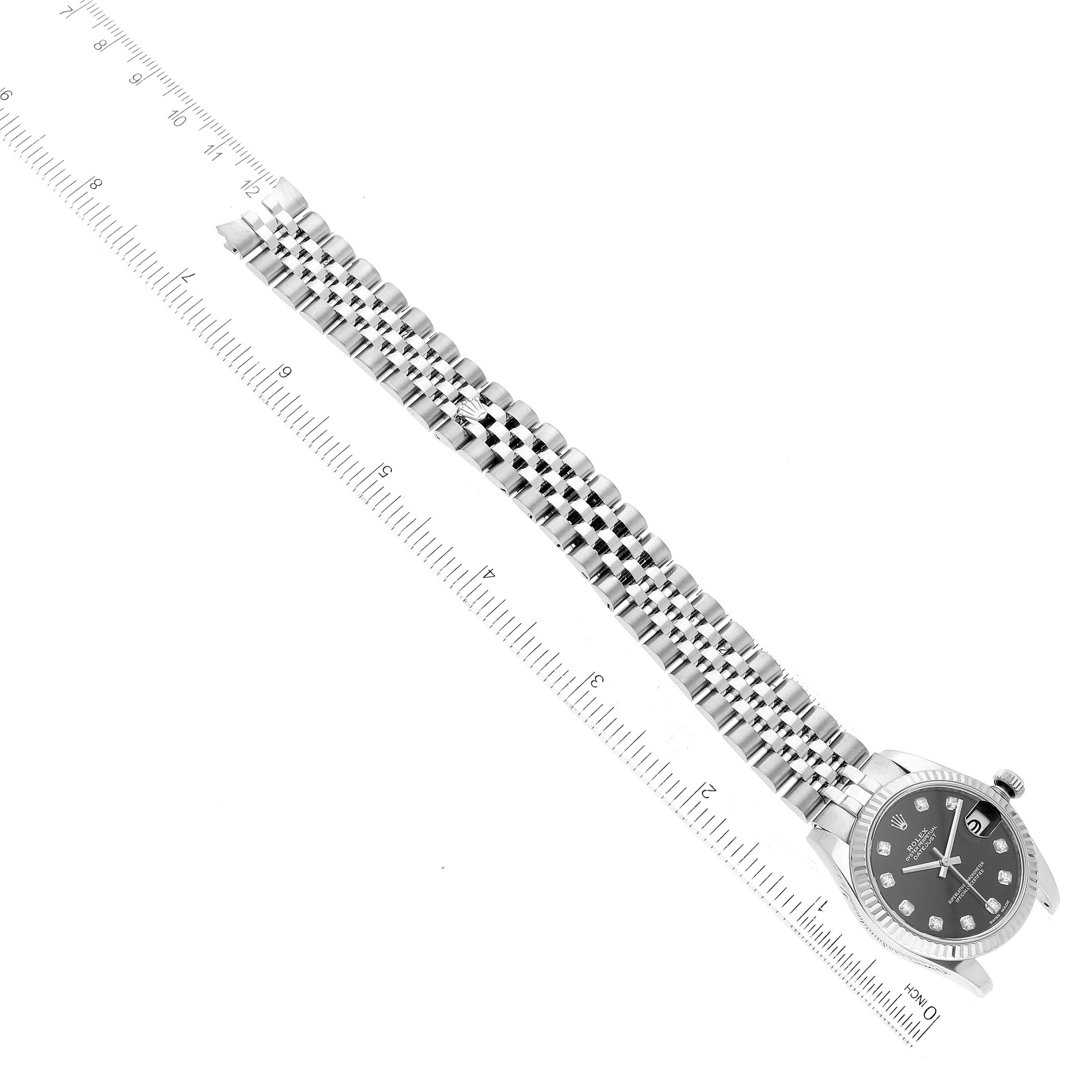 Rolex Datejust Midsize Damenuhr aus Stahl und Weißgold mit Diamant-Zifferblatt 178274 im Angebot 9