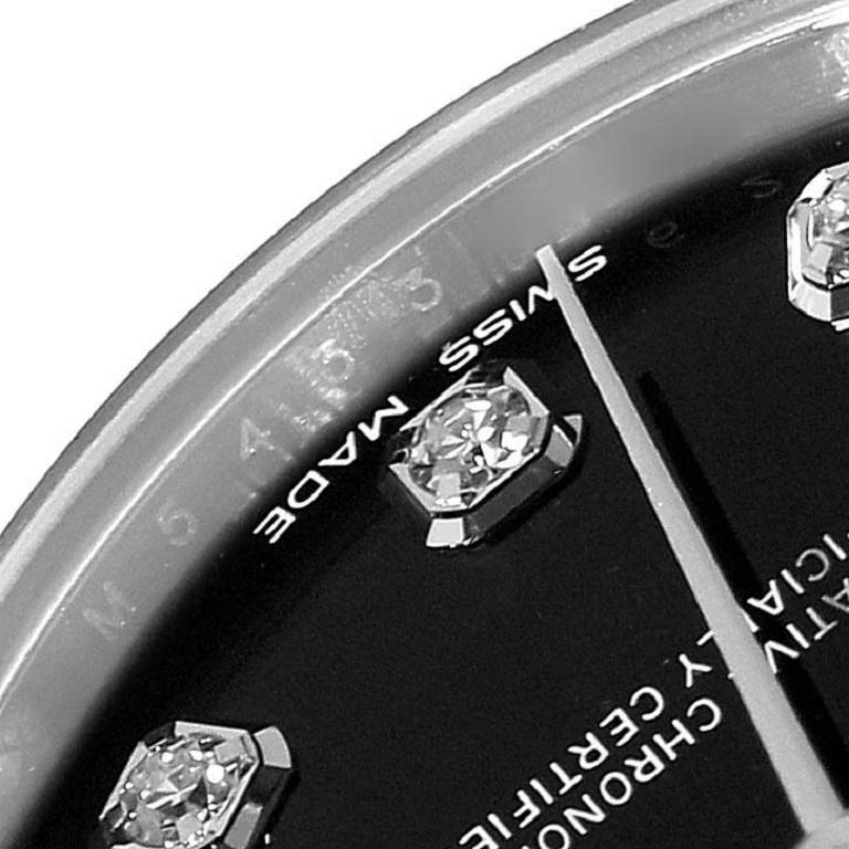 Rolex Datejust Midsize Steel White Gold Diamond Dial Ladies Watch 178274 Box Card. Mouvement à remontage automatique certifié officiellement chronomètre. Boîtier oyster en acier inoxydable de 31.0 mm de diamètre. Logo Rolex sur une couronne. Lunette