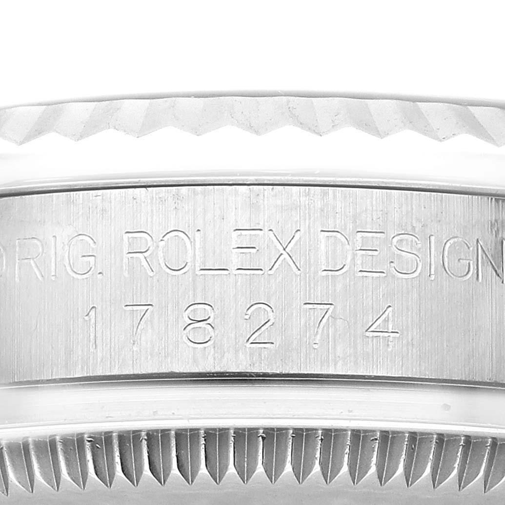Rolex Montre Datejust de taille moyenne en acier, or blanc et cadran en diamants 178274 en vente 2