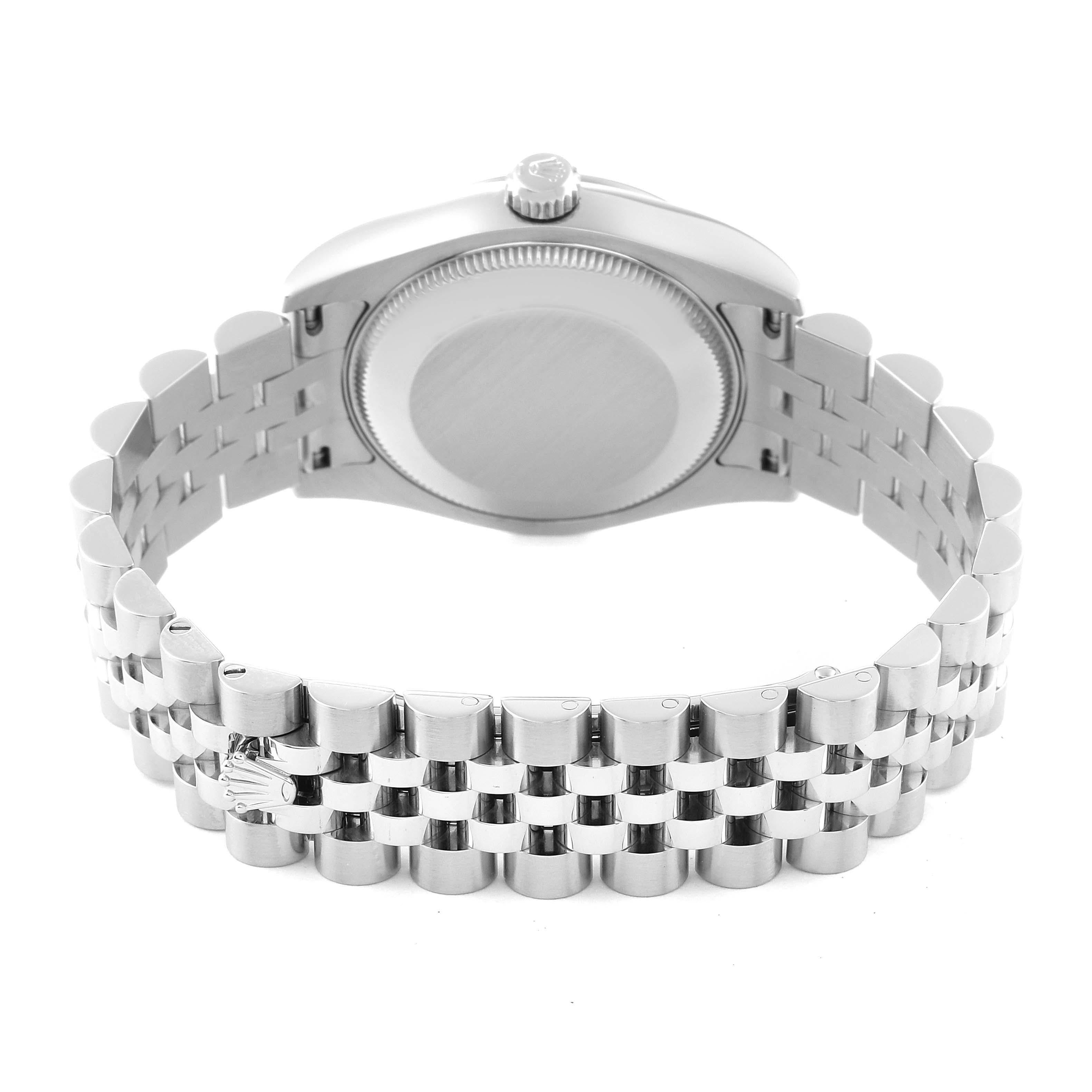Rolex Montre Datejust de taille moyenne en acier, or blanc et cadran en diamants 178274 en vente 3