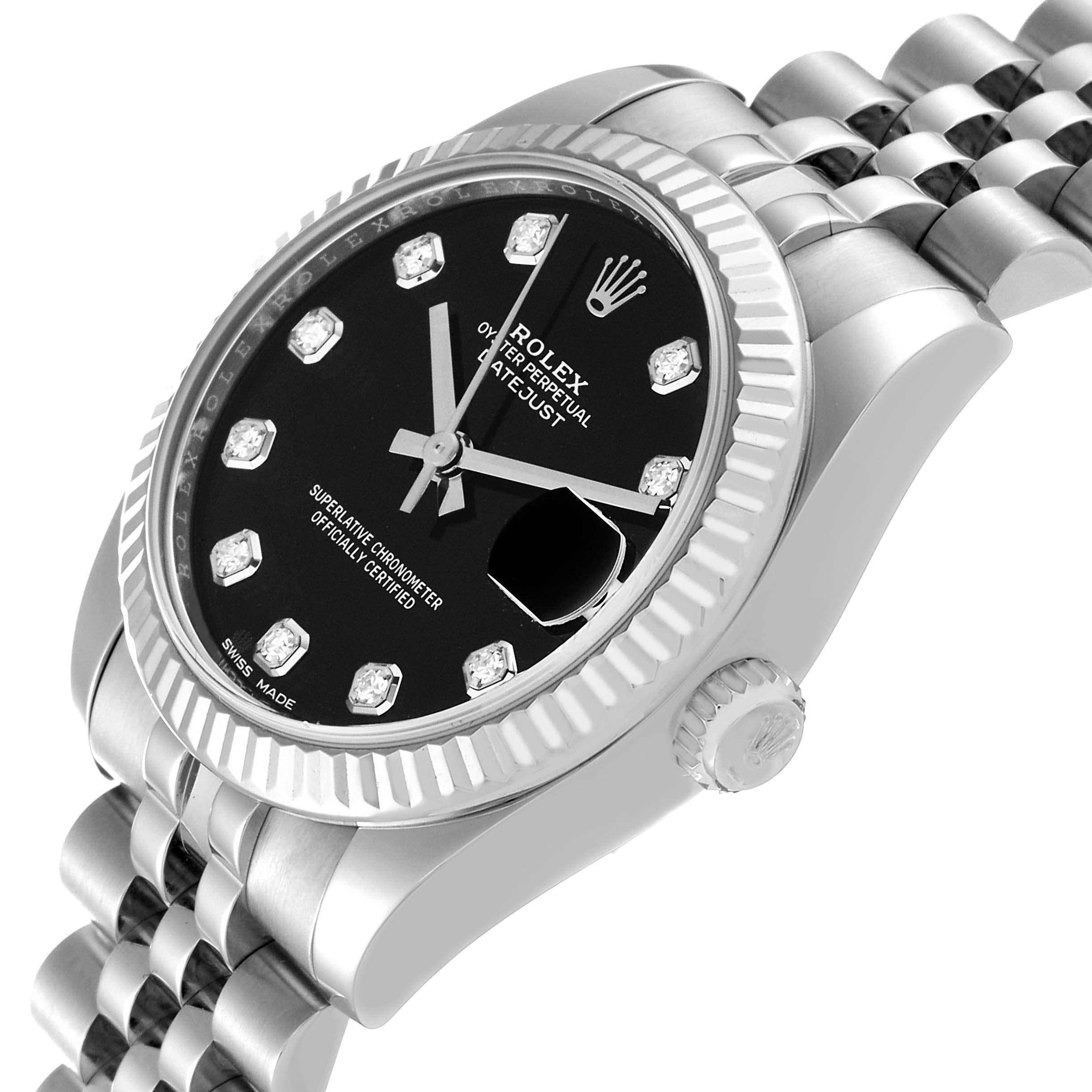 Rolex Datejust Midsize Steel White Gold Diamond Dial Ladies Watch 178274 For Sale 4
