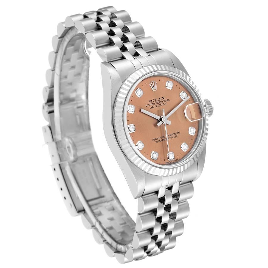 Rolex Datejust Midsize Steel White Gold Diamond Dial Ladies Watch 68274 In Good Condition For Sale In Atlanta, GA